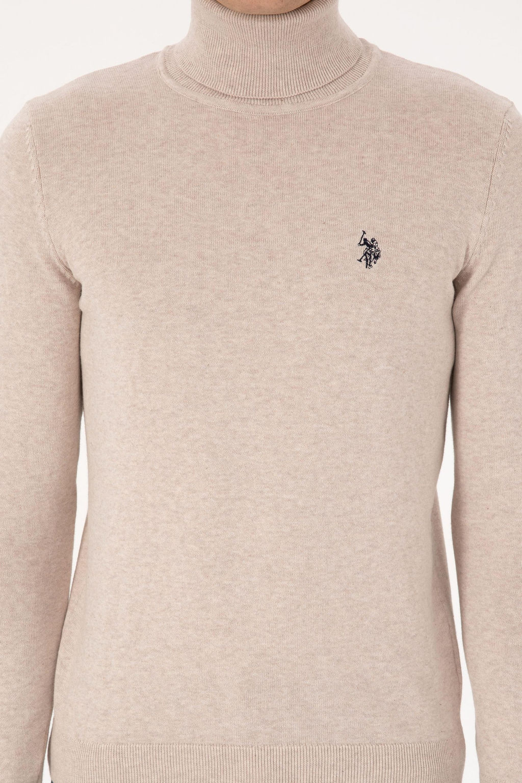 Erkek Slim Fit Bo_azl_ Yaka Ta_ Melanj Kazak - U.s. polo assn фото 6