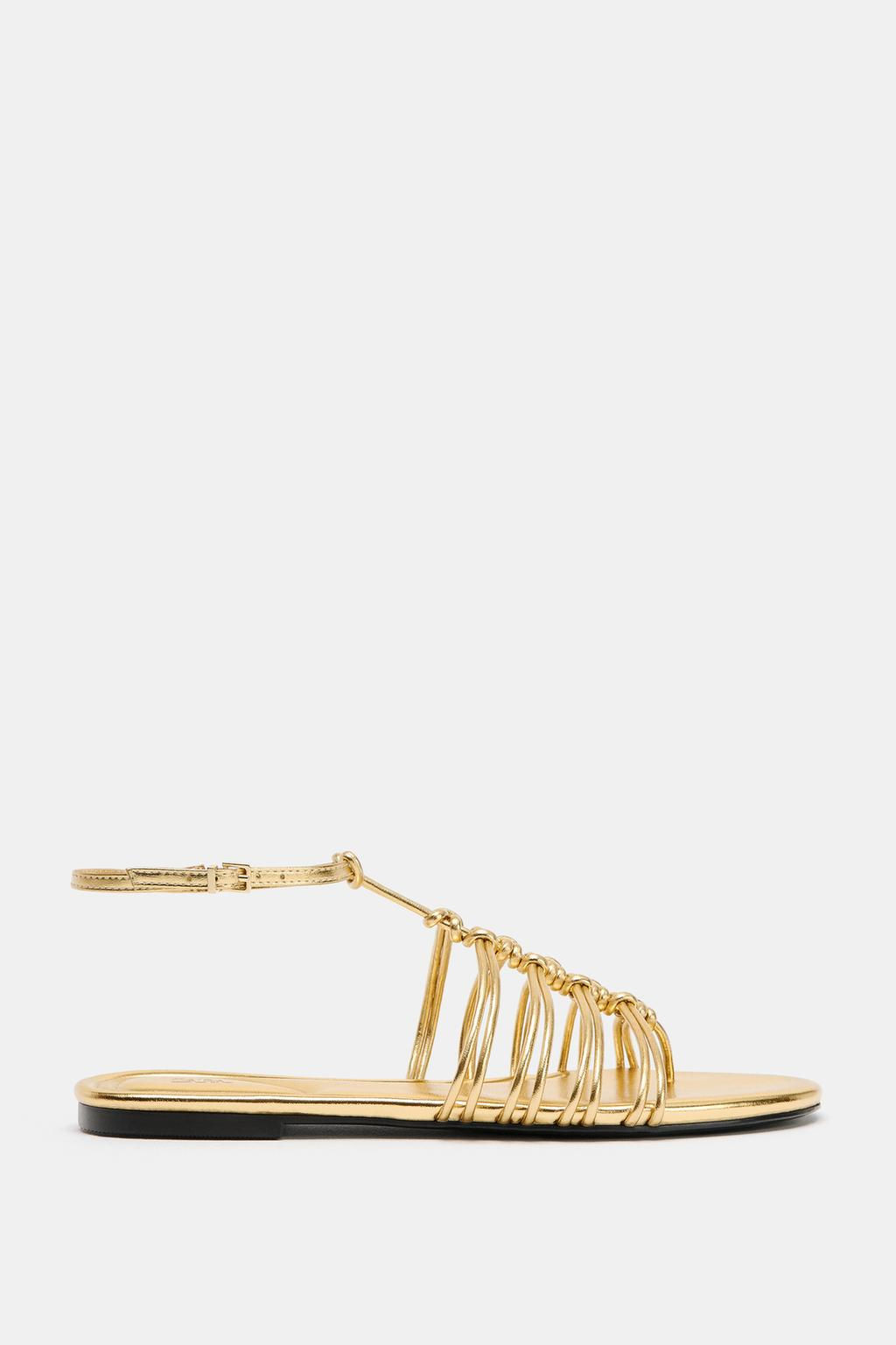 FLAT METALLIC EFFECT SANDALS - Zara фото 3