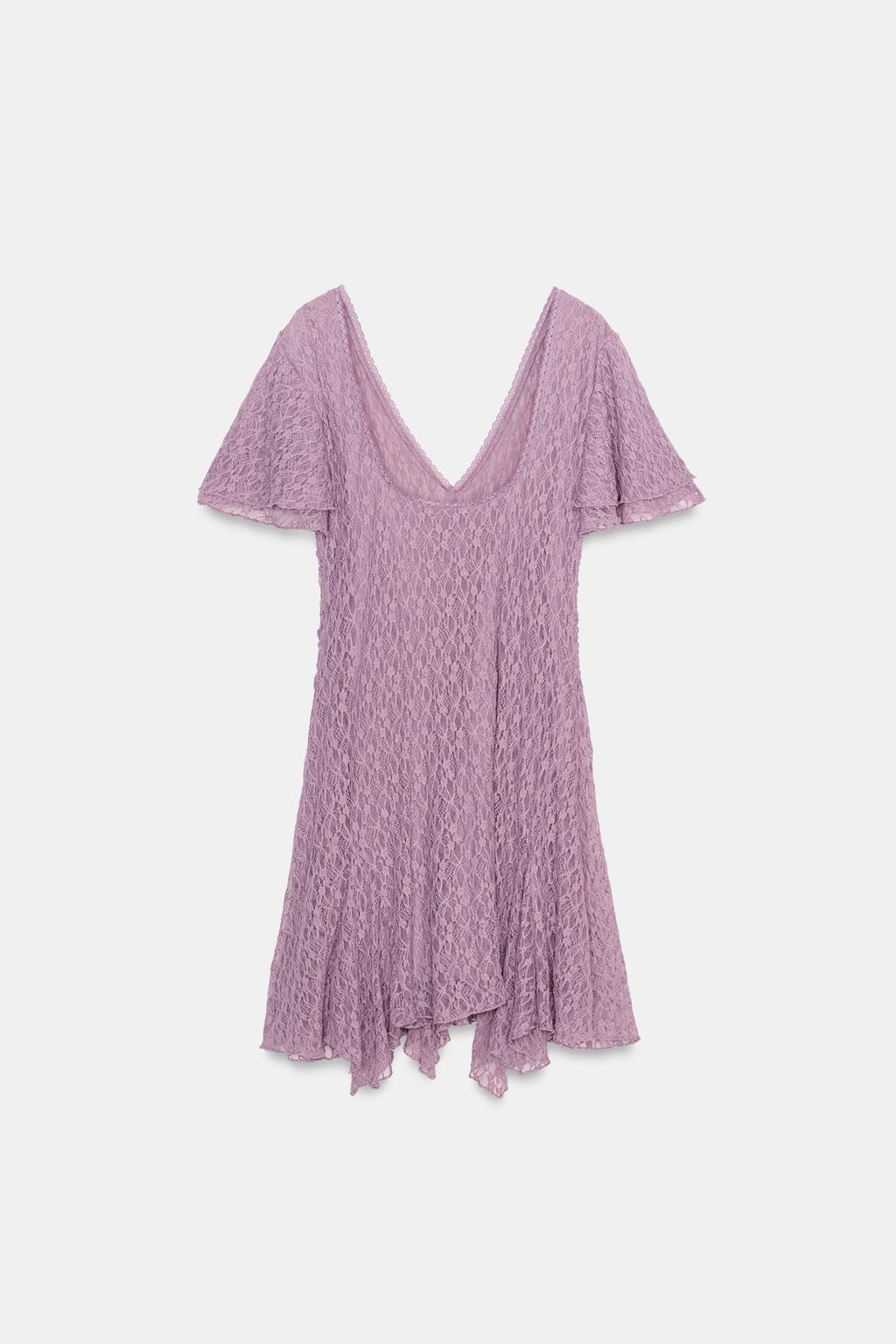 VESTIDO ENCAJE FRUNCES / Lila - Zara фото 6