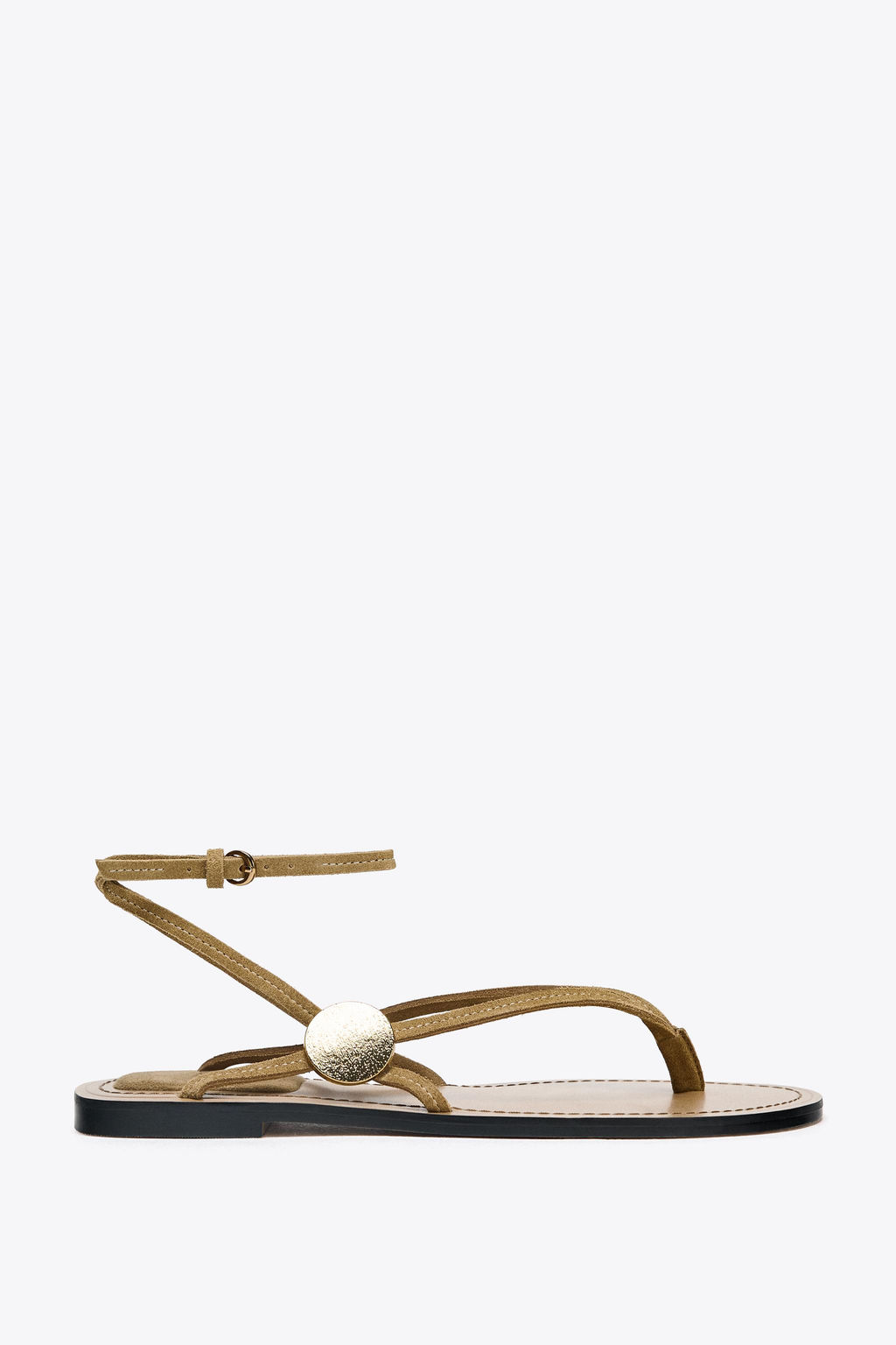 SPLIT SUEDE FLAT SANDALS WITH APPLIQUE - Zara фото 7