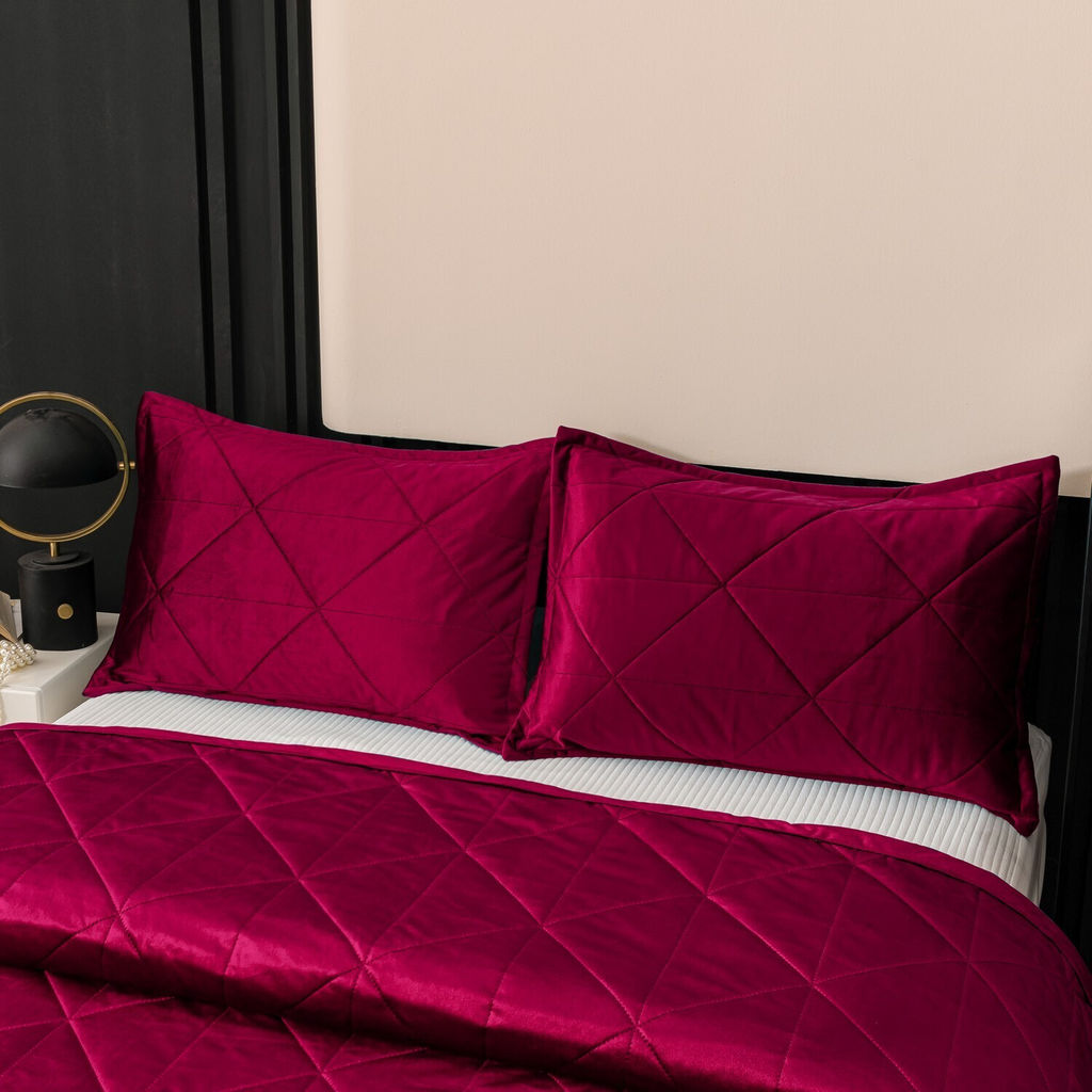 Велюровое покрывало в клетку и одна наволочка OVL035 160*220 - Ситрейд фото 8