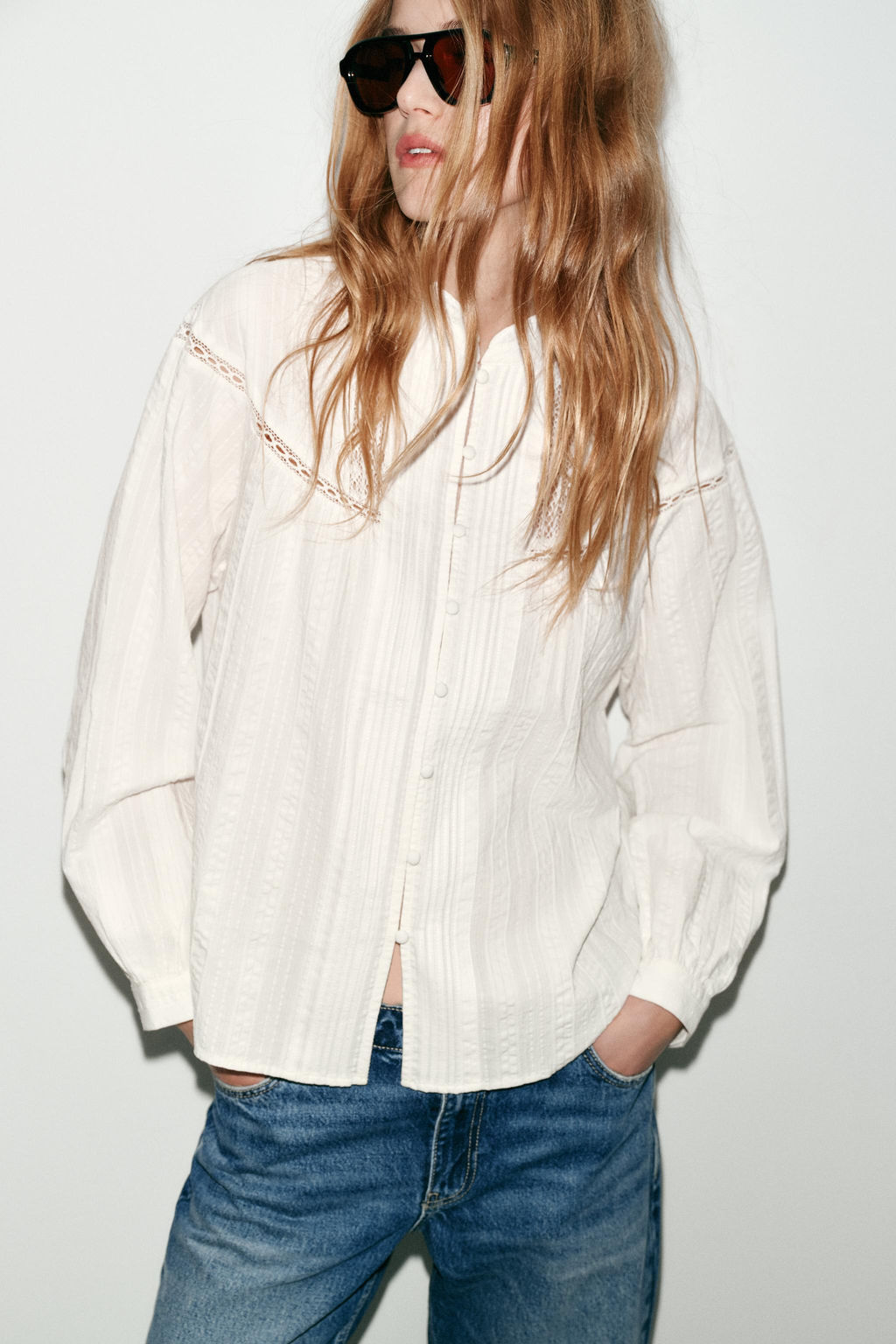 LACE AND PINTUCK SHIRT - Zara фото 2