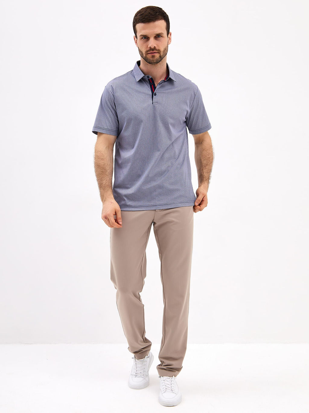 Джемпер мужской с воротником поло короткий рукав GREG G144-TD1246T-LT4618 (синий)