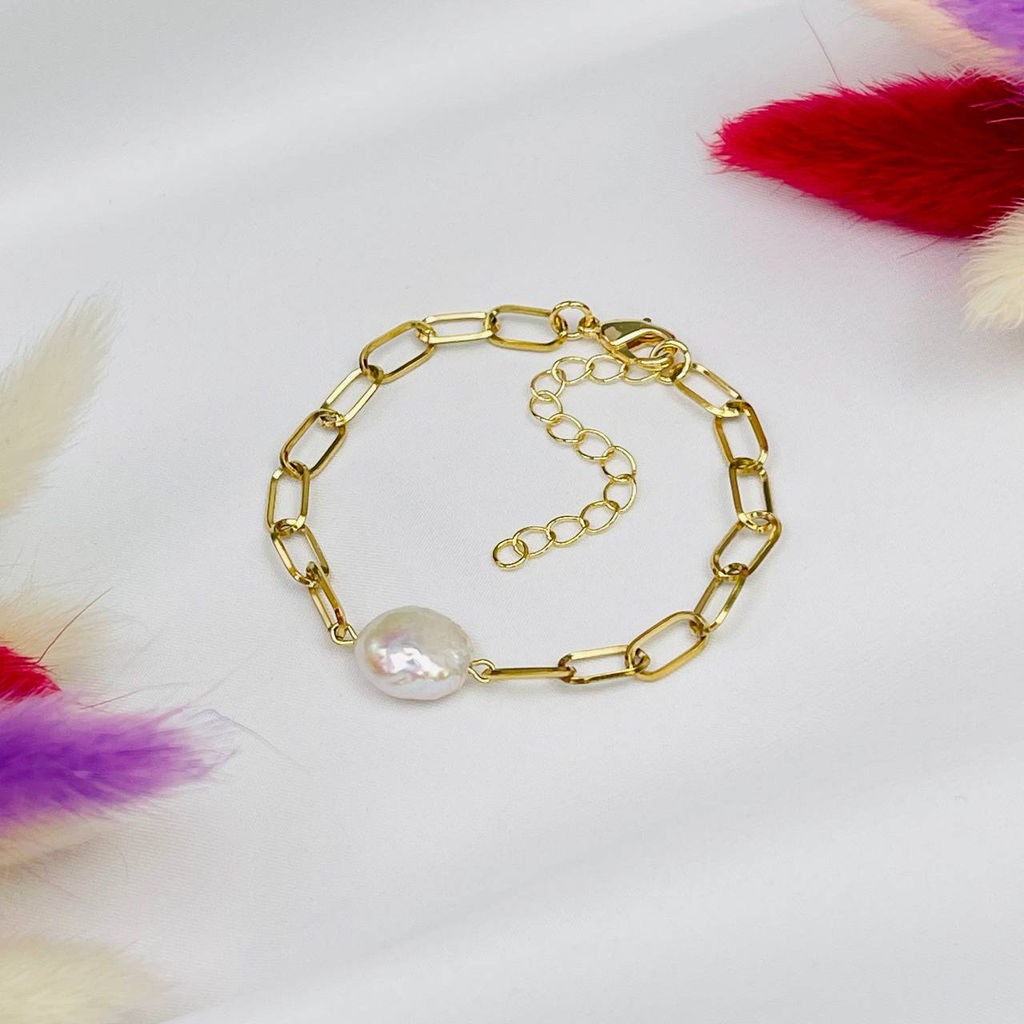 Браслет на цепочке с Жемчугом 16 см +