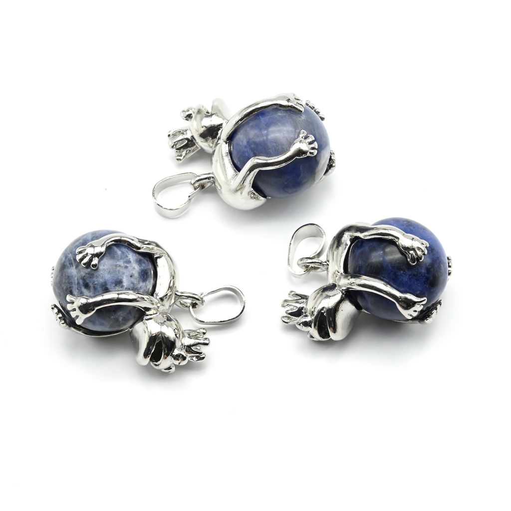 Подвеска с камнем содалит Царевна лягушка 17*25мм