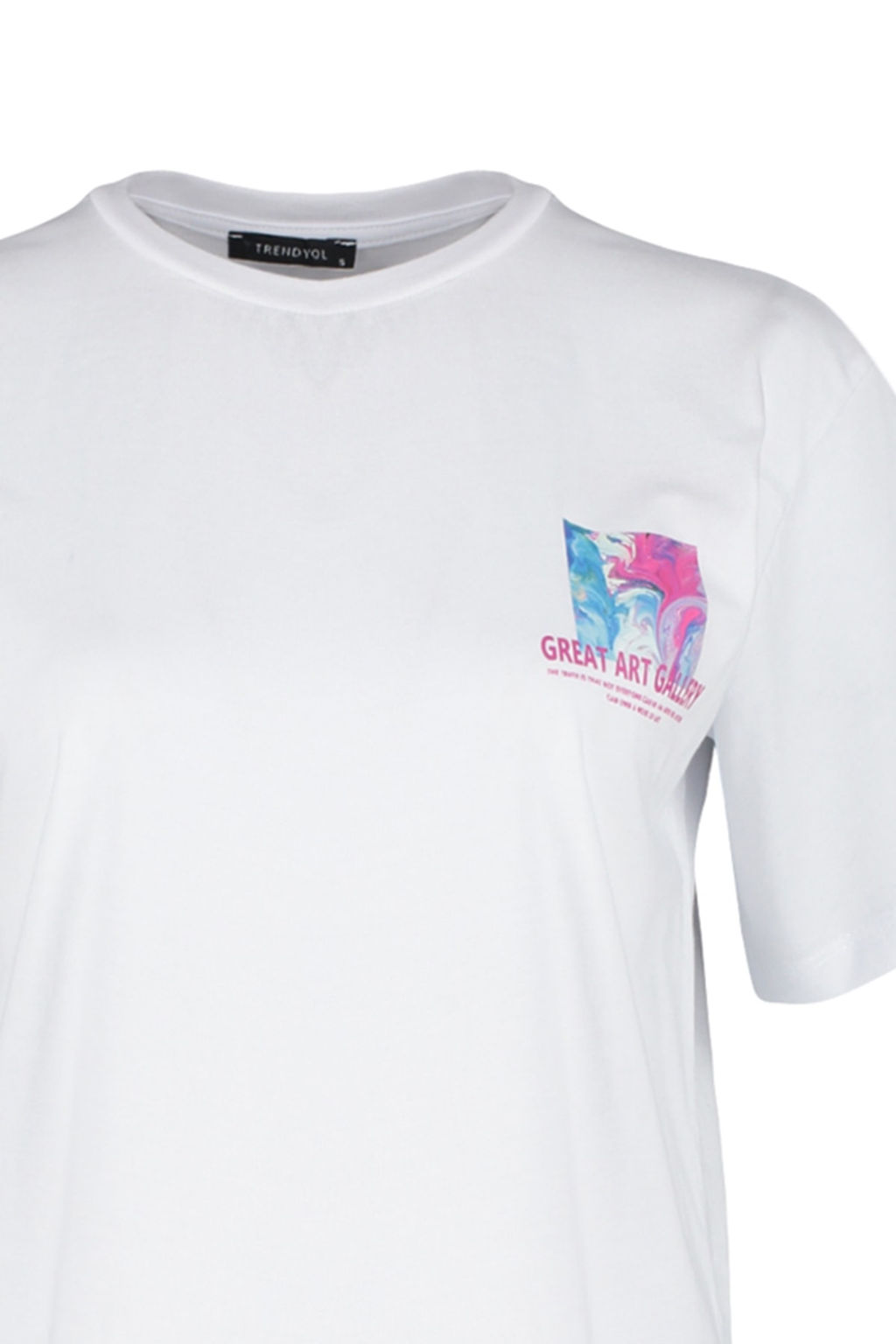 TRENDYOLMILLA Beyaz On ve S?rt Bask?l? Boyfriend/Genis Kal?p Orme T-Shirt TWOSS23TS00334  фото 13