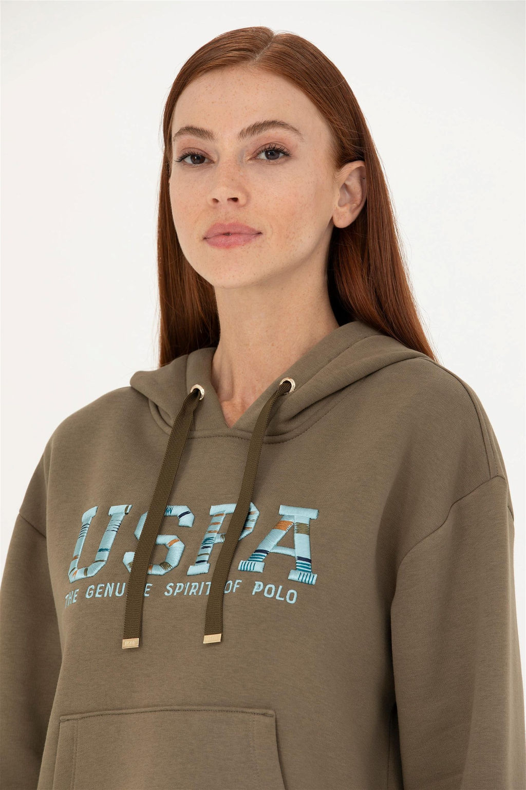 Женский свитшот цвета хаки - U.s. polo assn фото 2