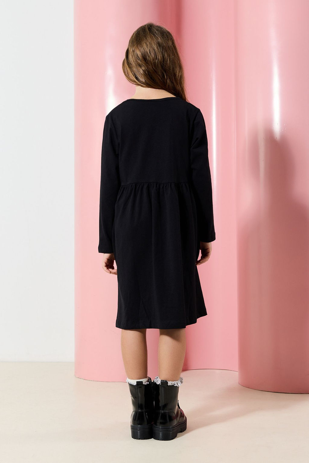 Pembe K?z Cocuk Midi Kurdele Desenli Pamuklu Orme Elbise TKDAW25EL00008 - Trendyolmilla фото 16