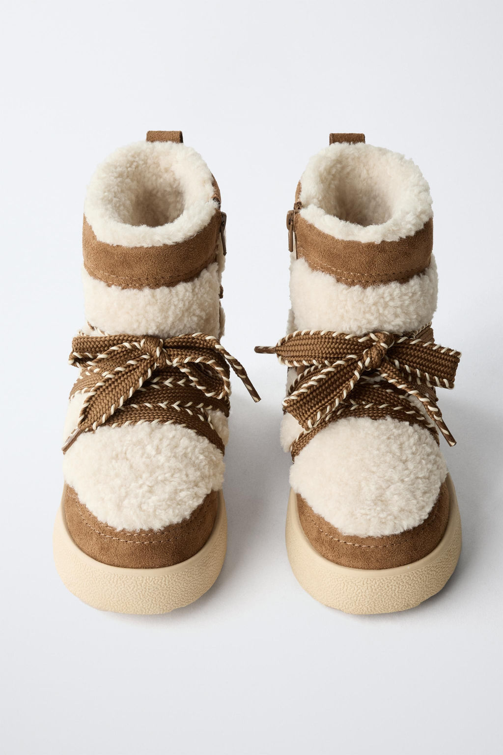 COMBINED FAUX SHEARLING ANKLE BOOTS - Zara фото 13