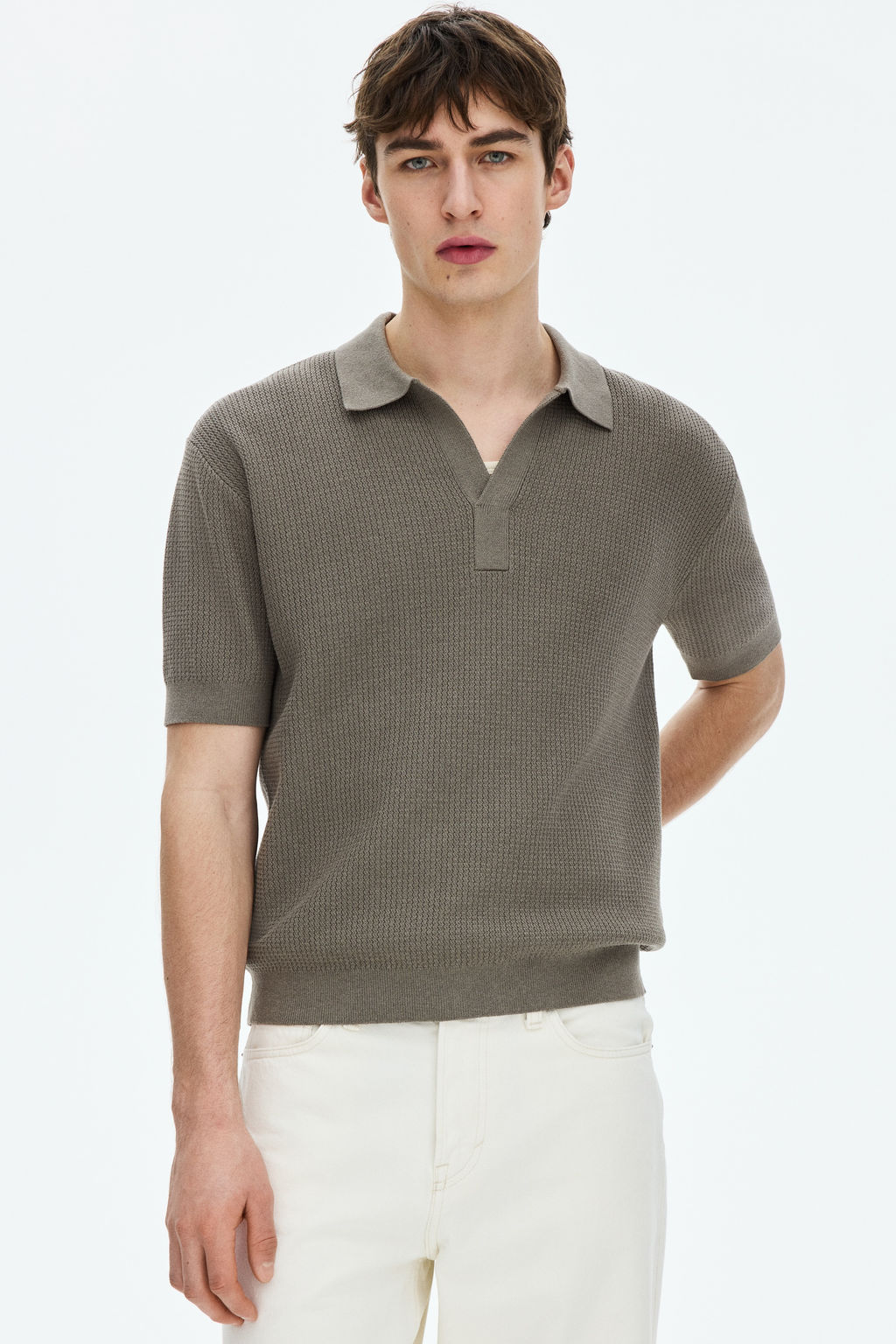 Polo en punto trenzado Regular Fit - H&m фото 4