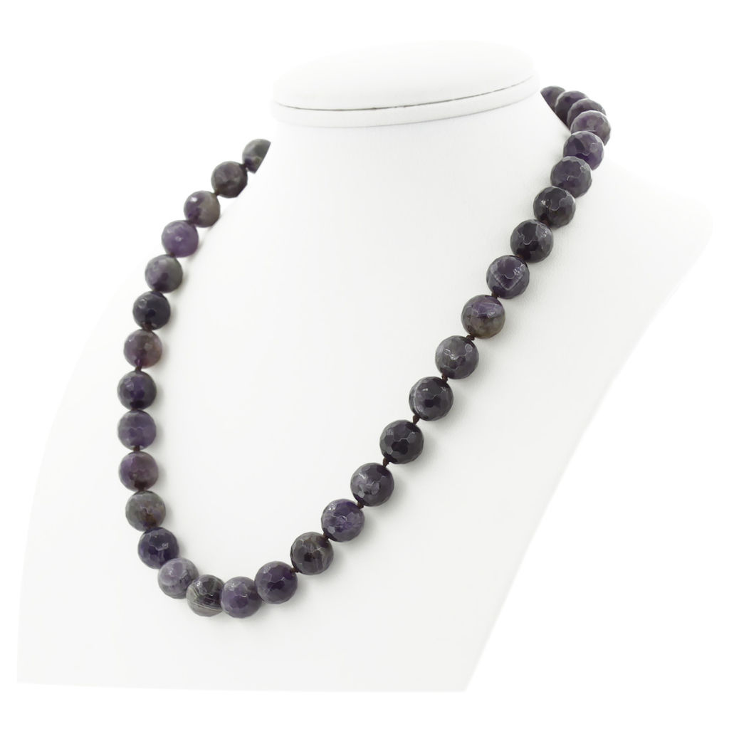 Аметист, круглые граненые бусины 12мм, бусы длиной 50см