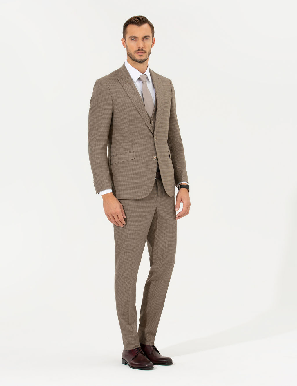 A__k Kahverengi Ex. Slim Fit Tak_m Elbise