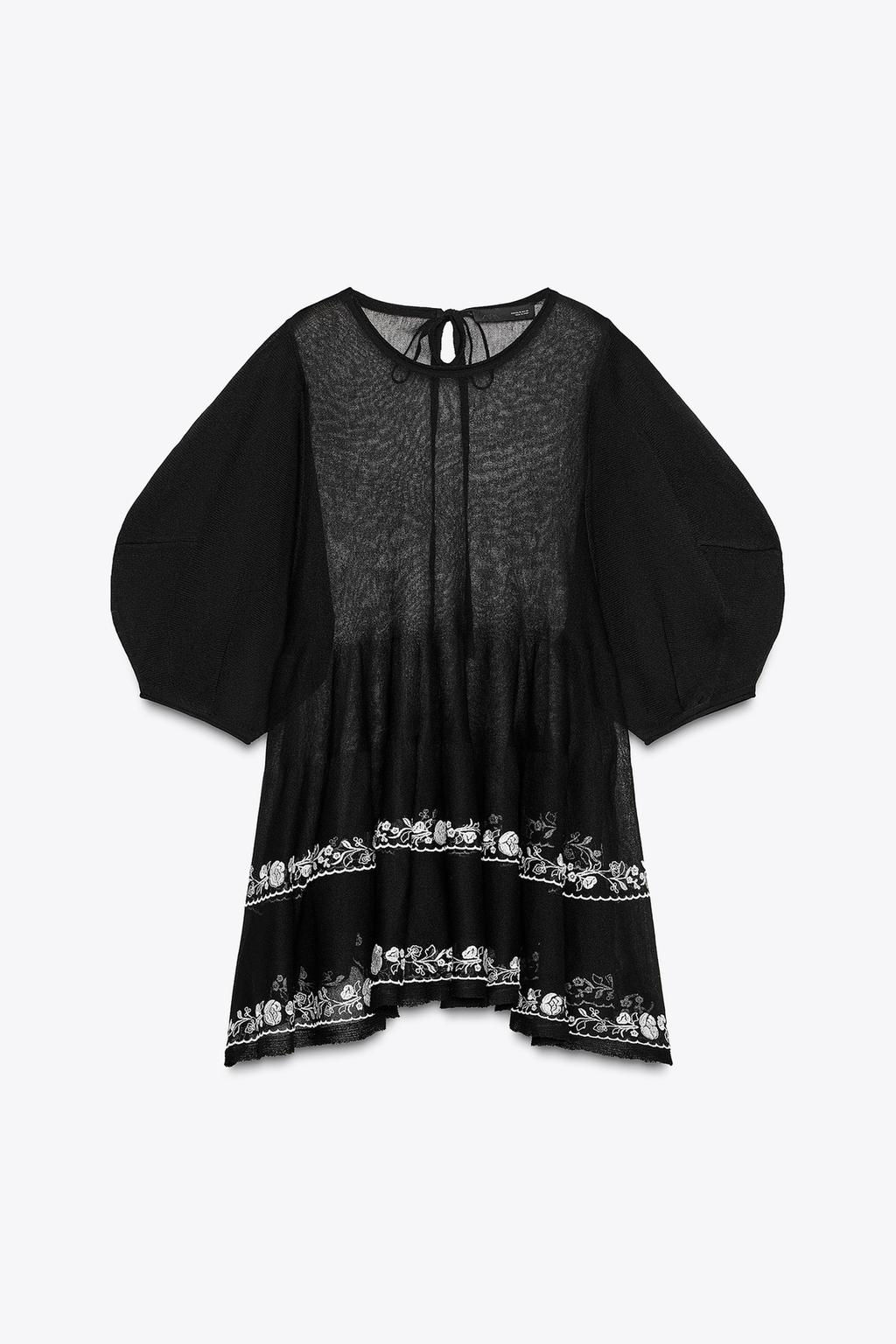 EMBROIDERED FINE KNIT LONG BLOUSE - Zara фото 4