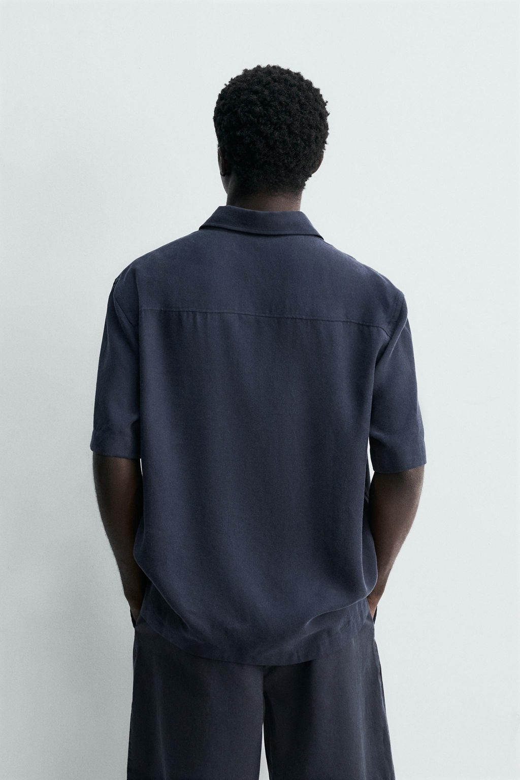 CAMISA POLO FLUIDA LYOCELL / Marino - Zara фото 3