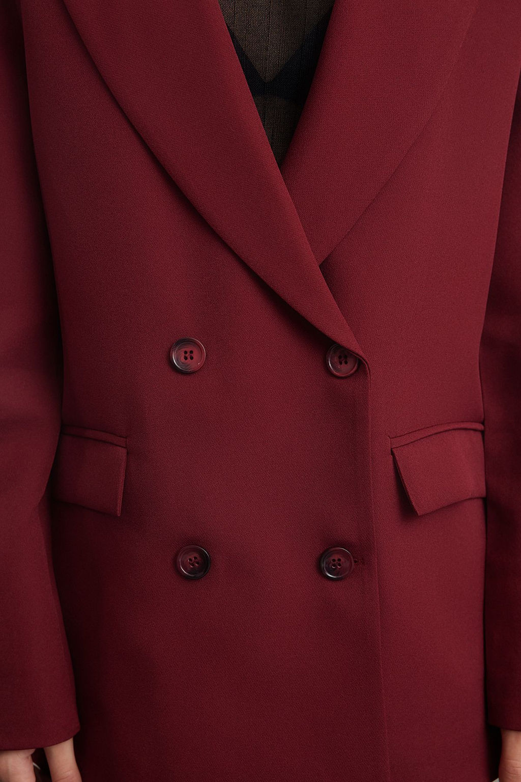 Bordo Regular Astarl? Kruvaze Kapama Dokuma Blazer Ceket TWOAW21CE0264
