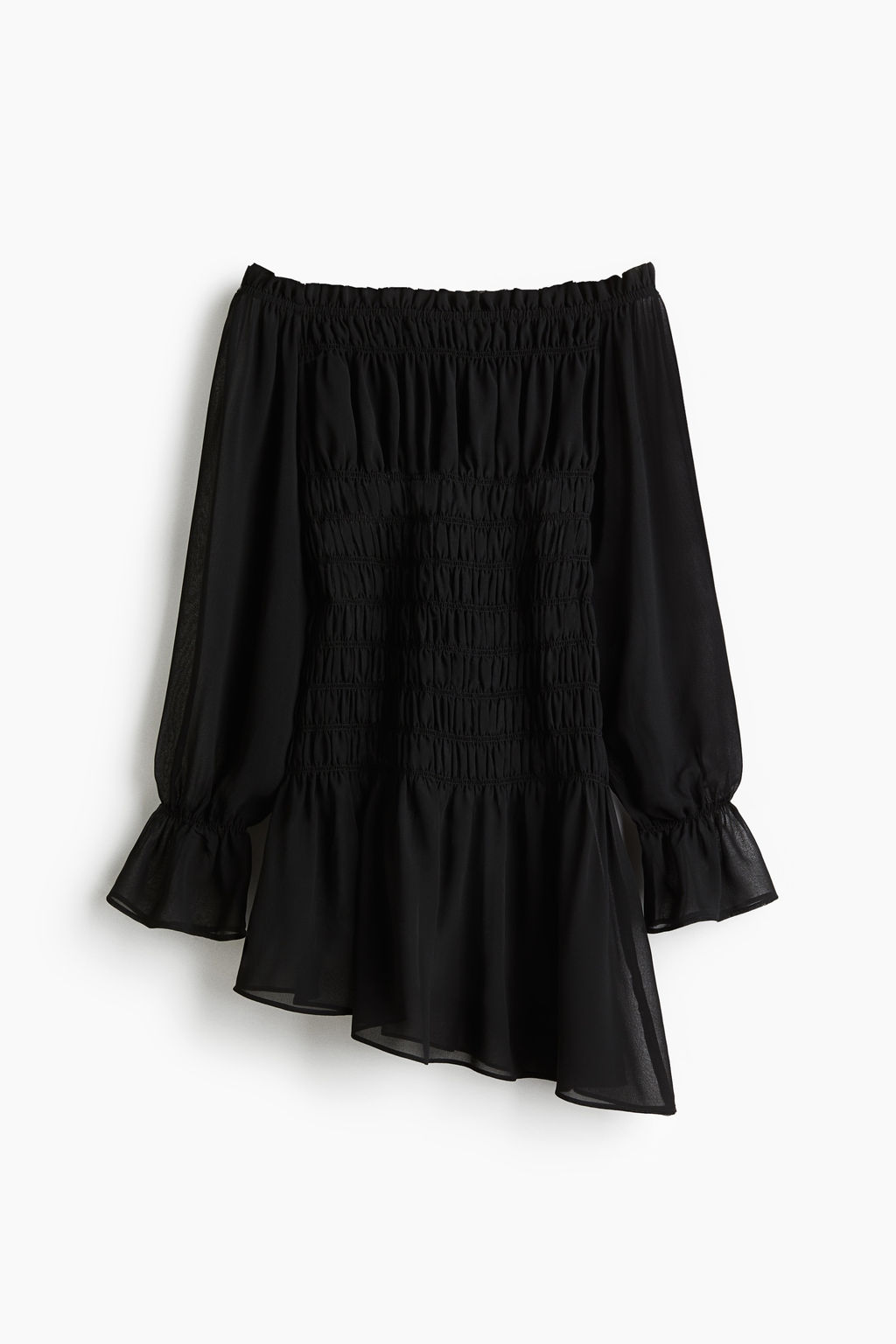 Vestido off-the-shoulder con secci?n nido de abeja