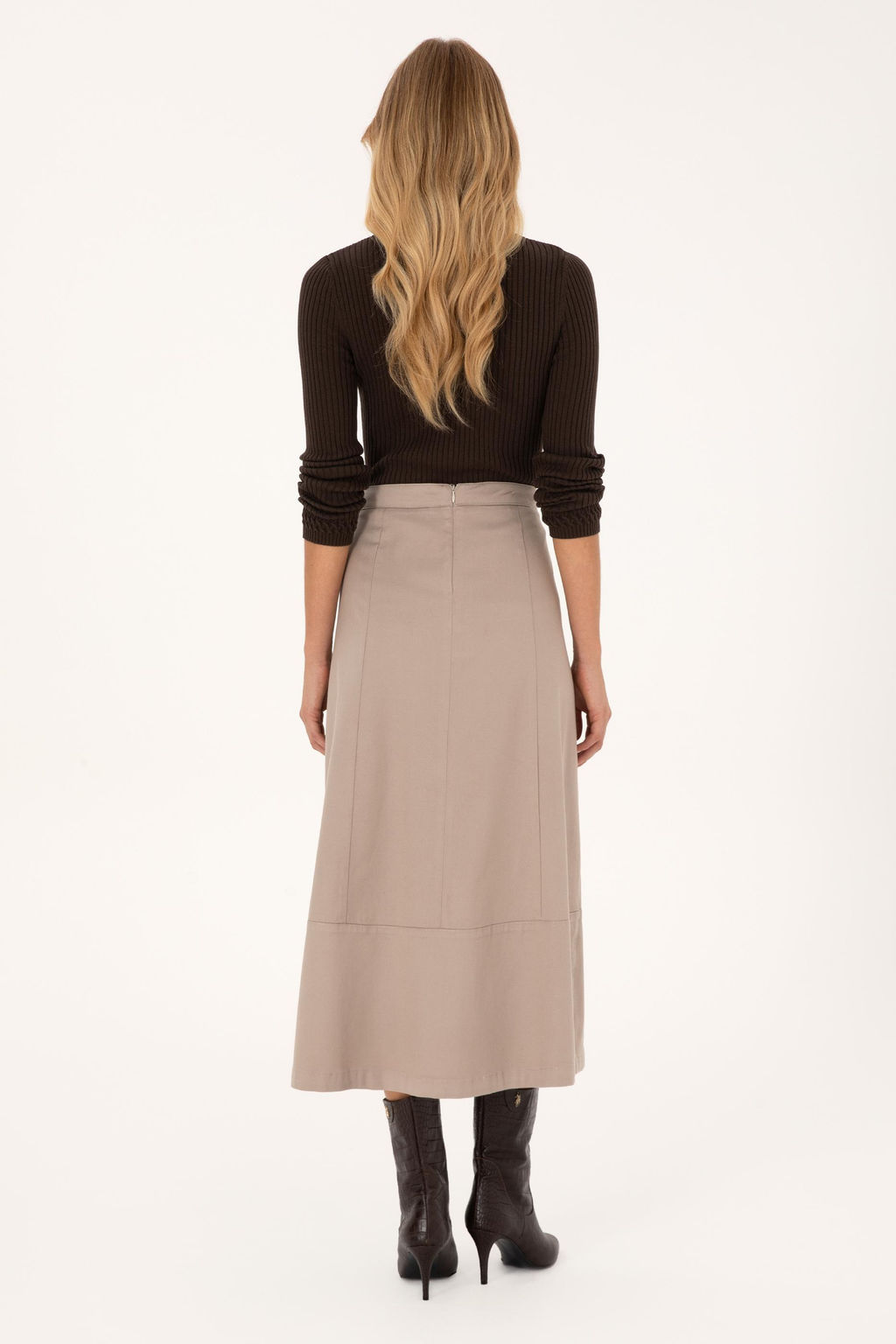 Kad_n Koyu Bej Dokuma Etek - U.s. polo assn фото 4