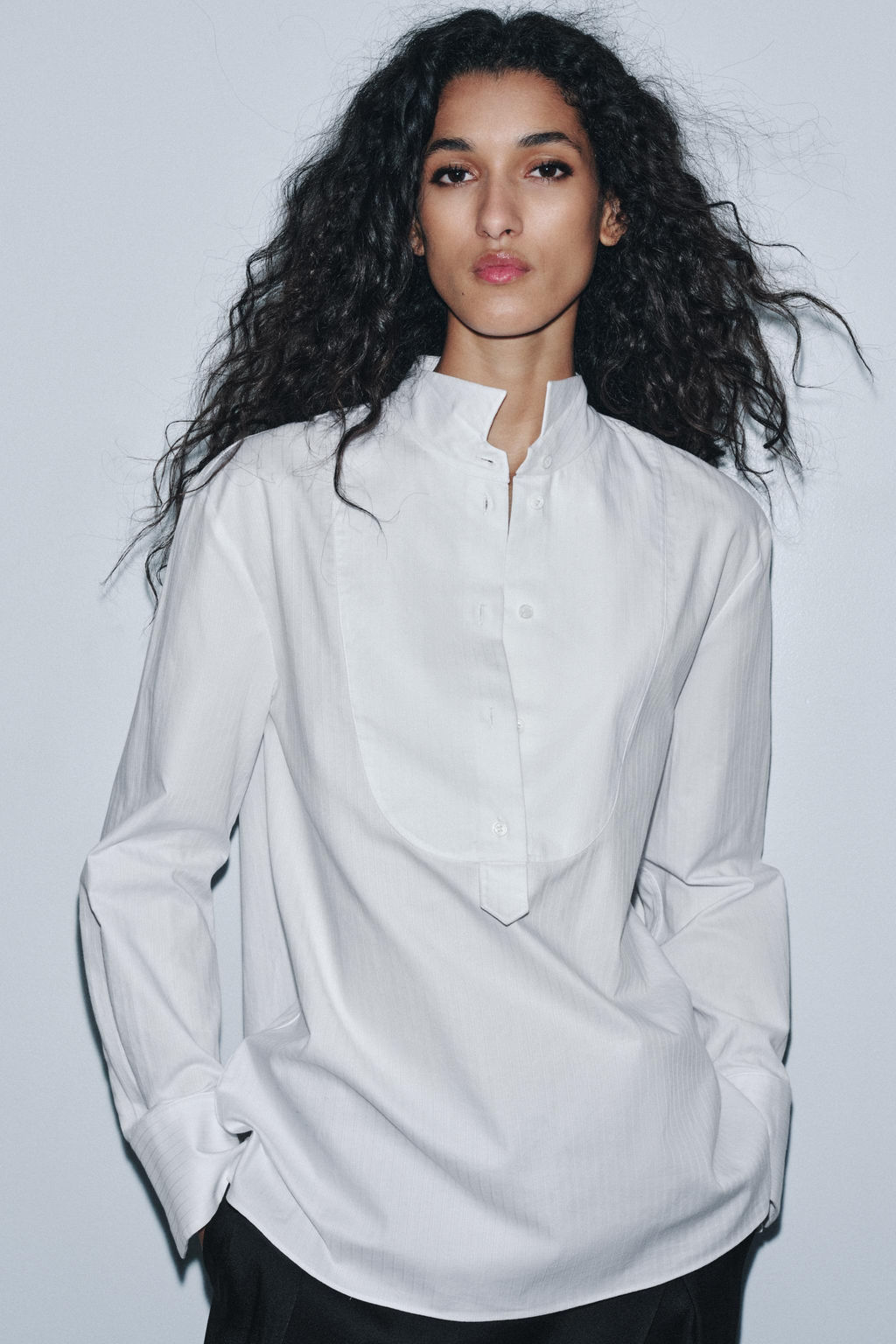 ZW COLLECTION POPLIN SHIRT WITH BIB DETAIL - Zara фото 2