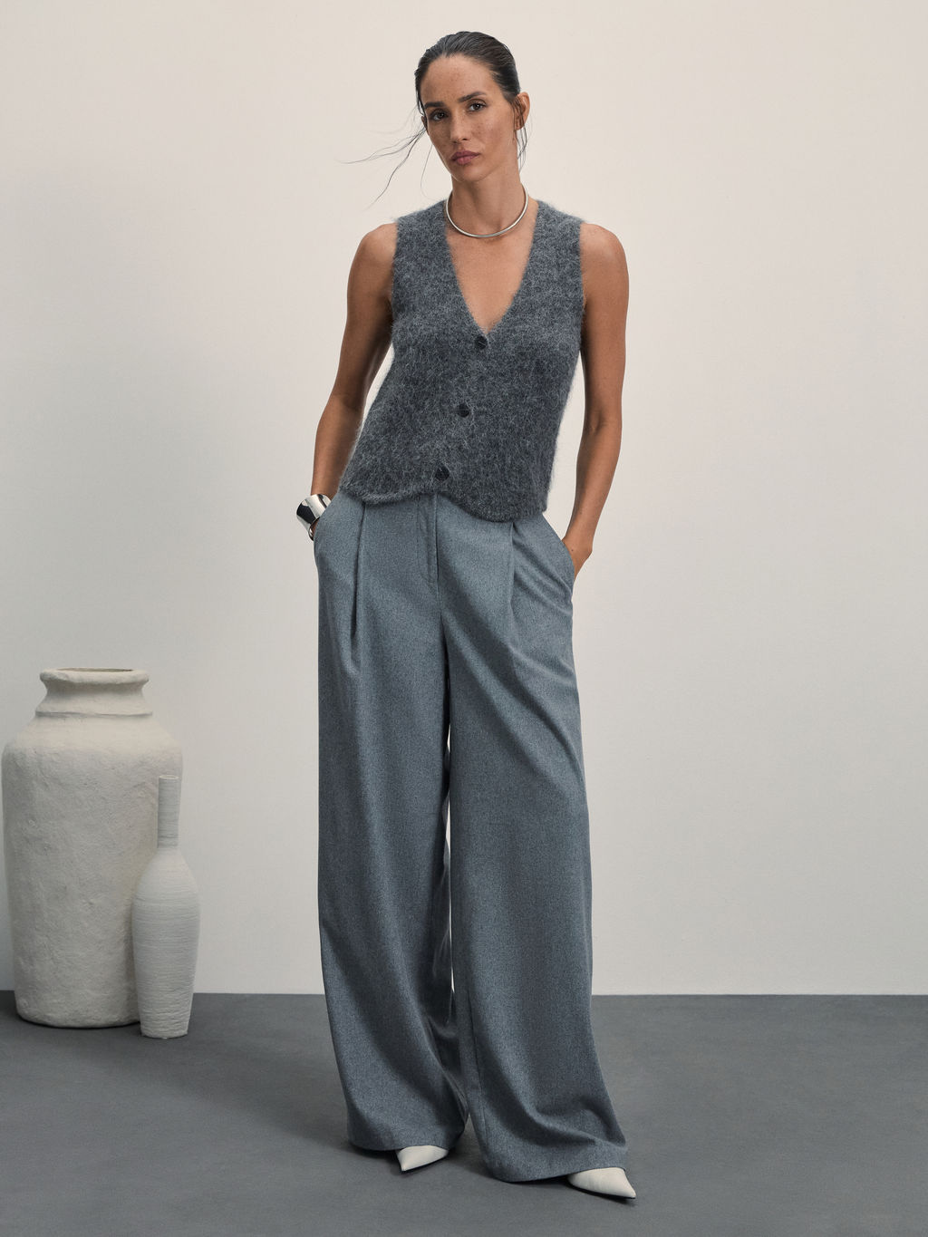 Вязаный жилет с содержанием шерсти альпаки / Zarina  фото 2