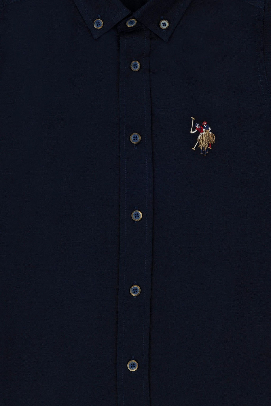 Темно-синяя базовая рубашка с длинным рукавом для мальчика - U.s. polo assn фото 3