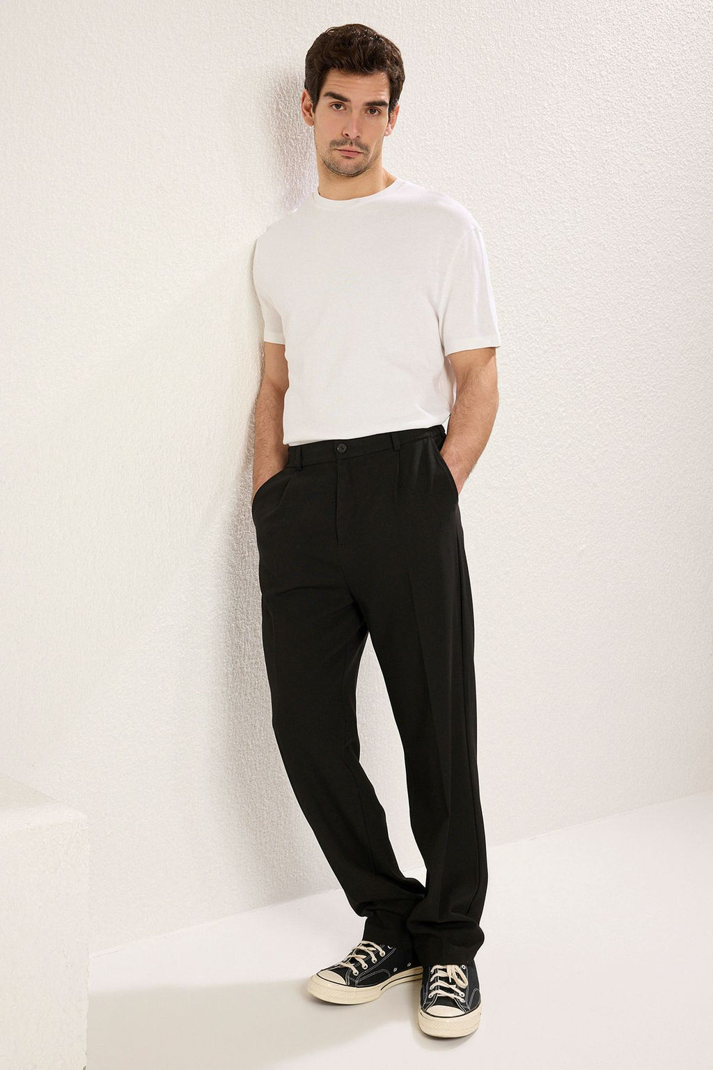 TRENDYOL MAN Siyah Wideleg Baggy Rahat Kal?p Dokuma Kumas Pantolon TMNSS25PL00009 - Trendyolmilla фото 20