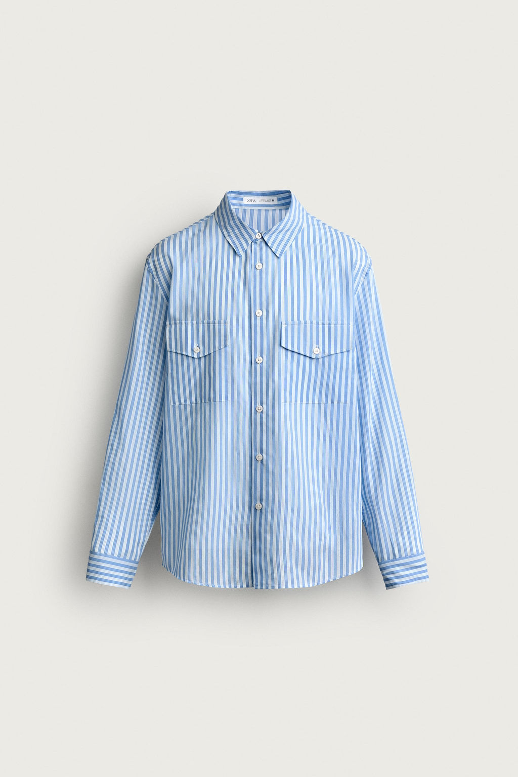 CAMISA FLUIDA RAYAS BOLSILLOS / Azul / Blanco - Zara фото 7