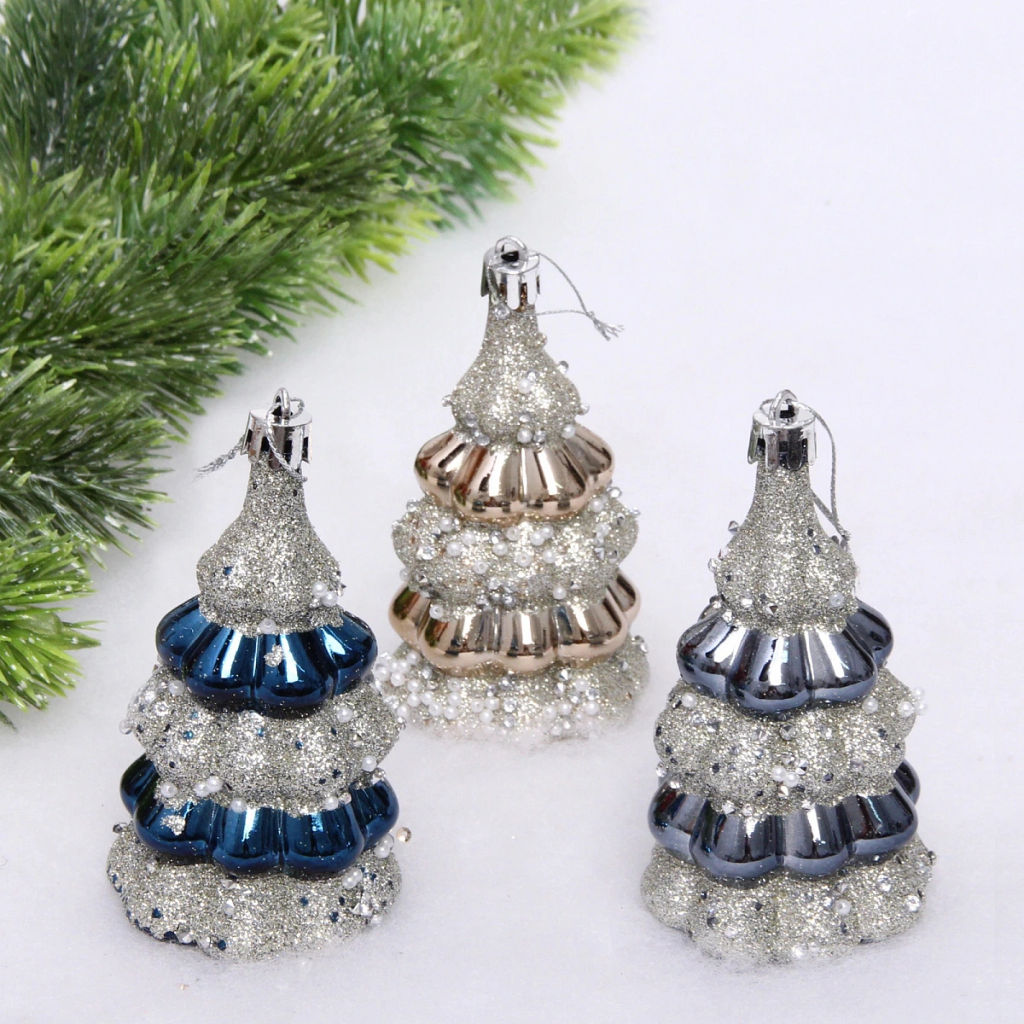 Набор украшений SHINE "Magic tree" 6х10 см (3 шт.), night blue/champagne silver/grey