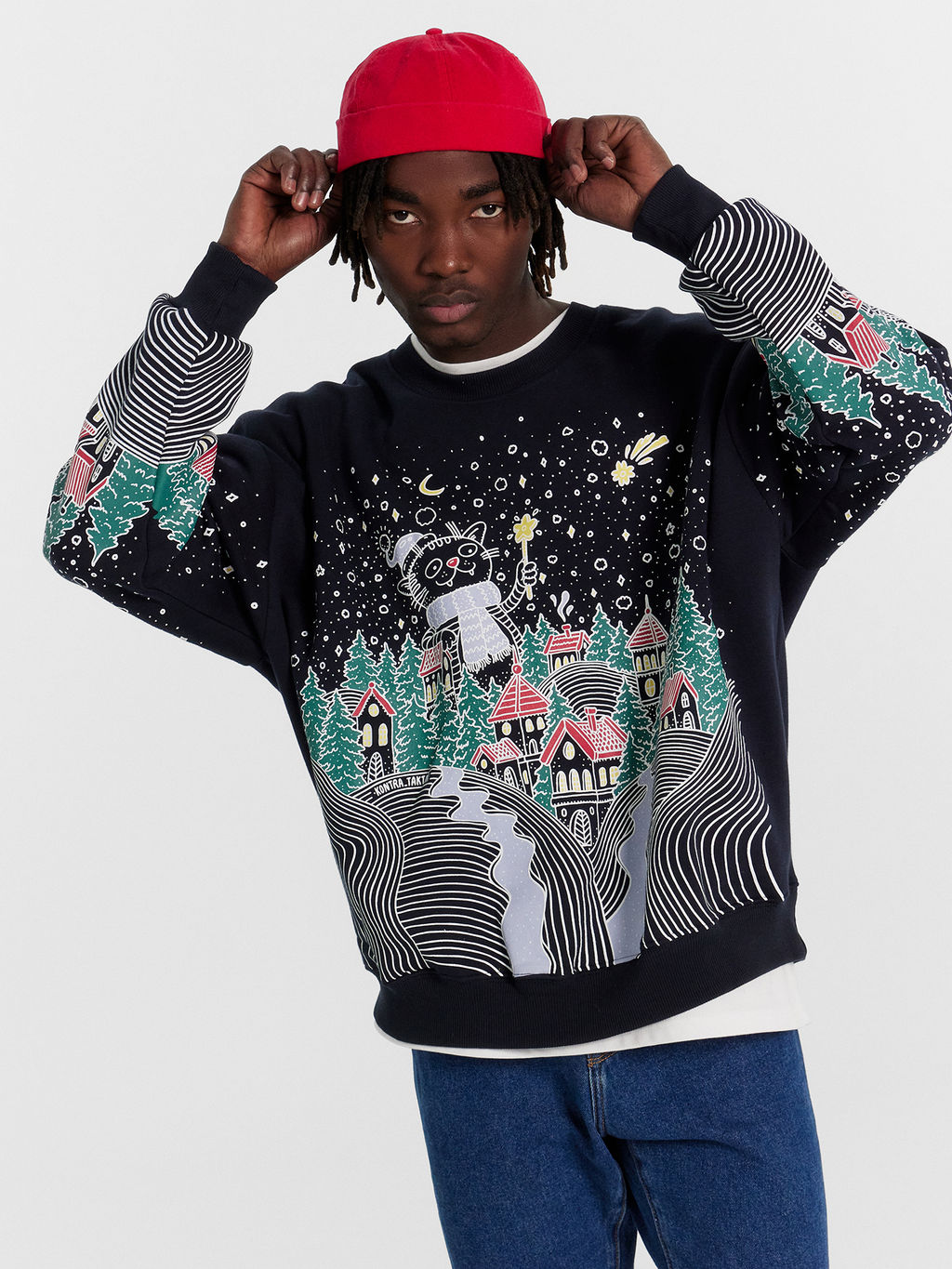 Свитшот мужской синий с новогодним принтом - Mark formelle фото 2