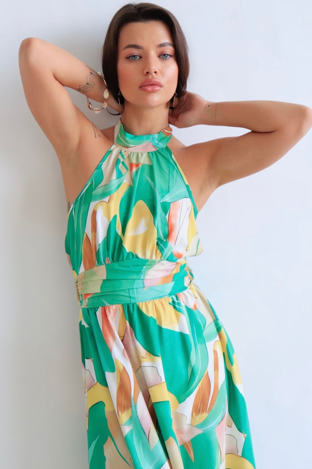 Martichelli Платье зелёное с принтом  фото 2