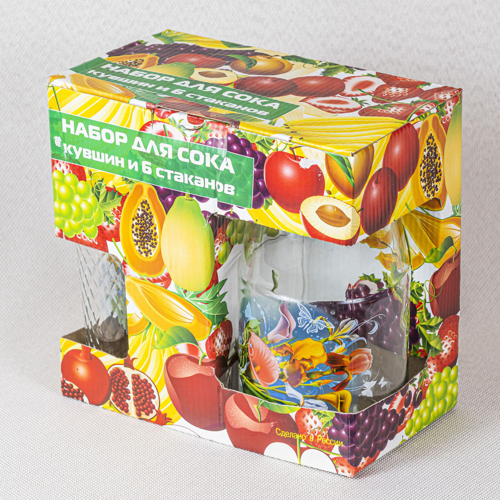 Набор 7пр (кувшин "Радуга" +6 стаканов) с деколью