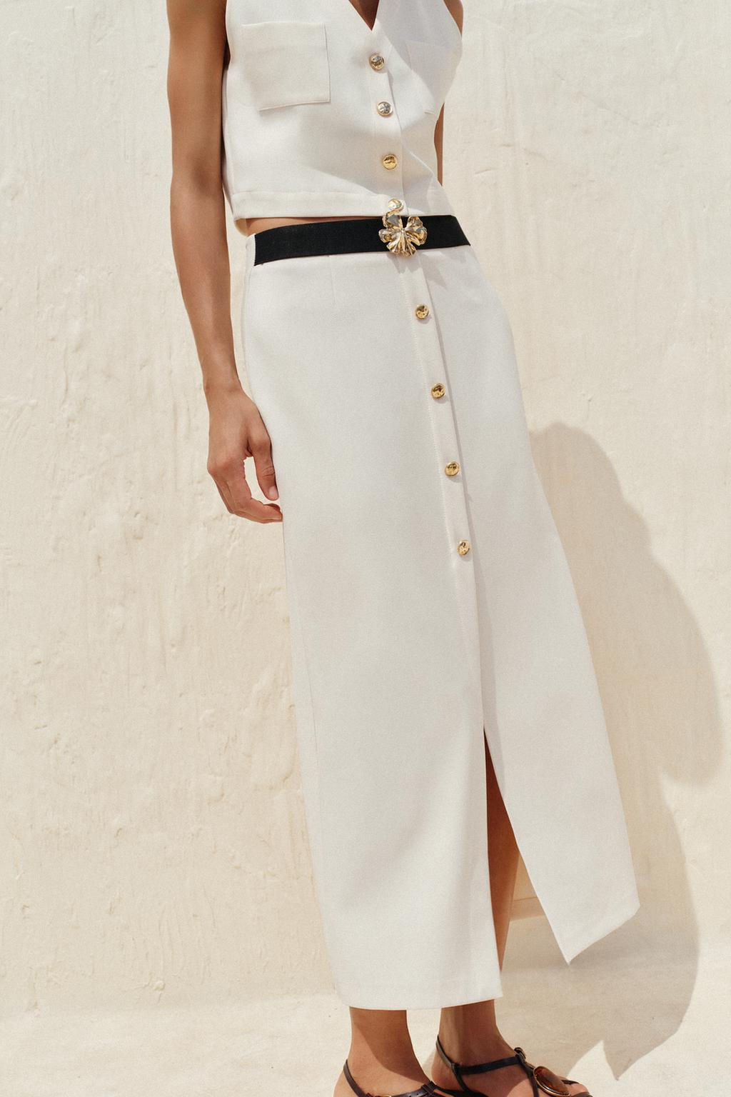 CREPE MIDI SKIRT WITH BELT - Zara фото 2