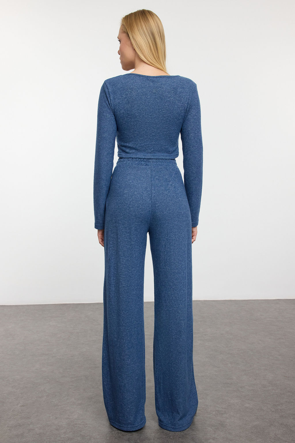 Indigo Yumos Crop ve Wide Leg/Genis Paca Orme Alt Ust Tak?m TWOAW23AU00125