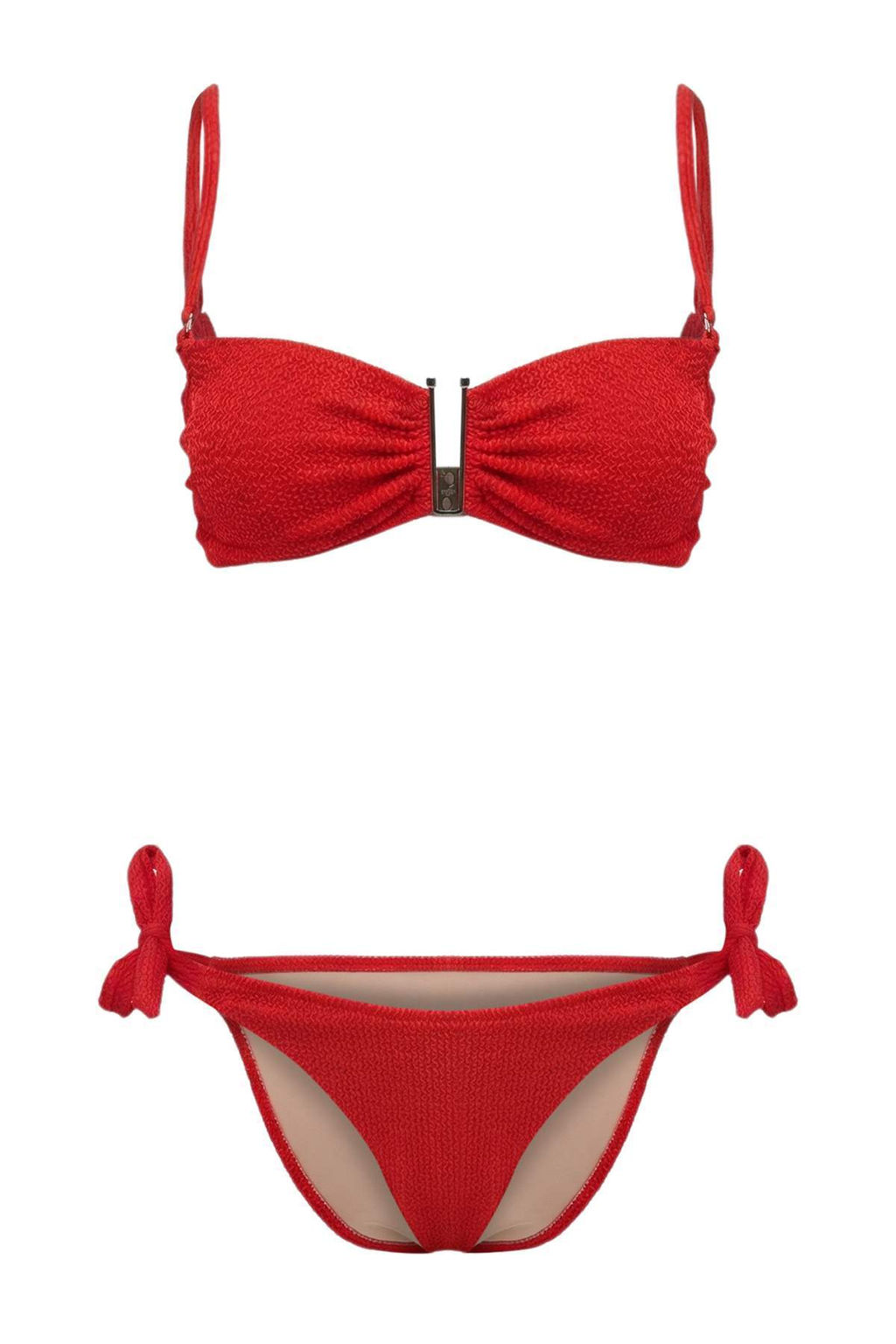 TRENDYOLMILLA Ekru Straplez Aksesuarl? Dokulu Regular Bikini Tak?m? TBESS24BT00019 фото 36
