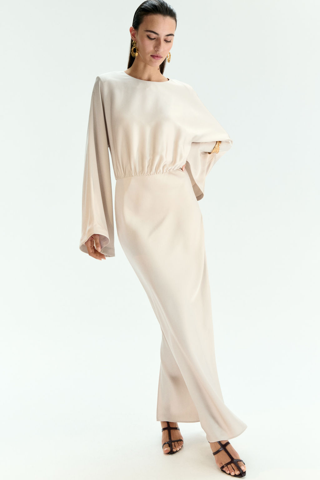 Vestido de sat?n con hombreras - H&m фото 3