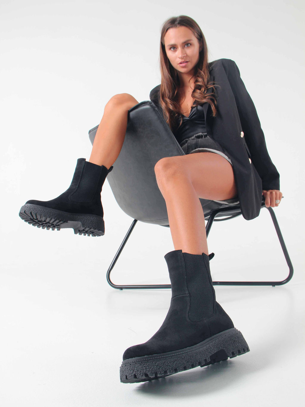 Ботинки 334.asteria.bl черный замш/Шерсть