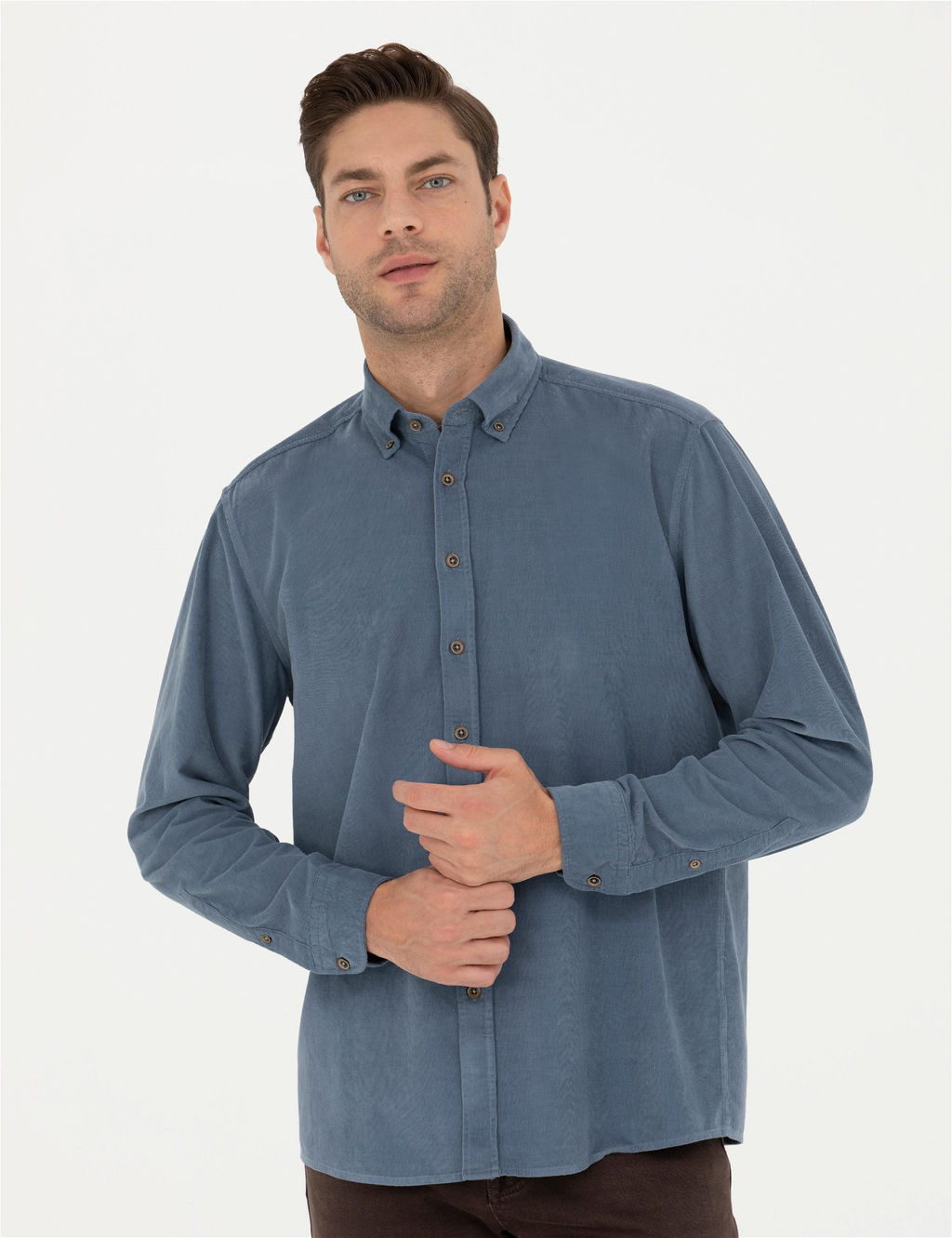 Koyu Mavi Regular Fit Uzun Kollu G_mlek