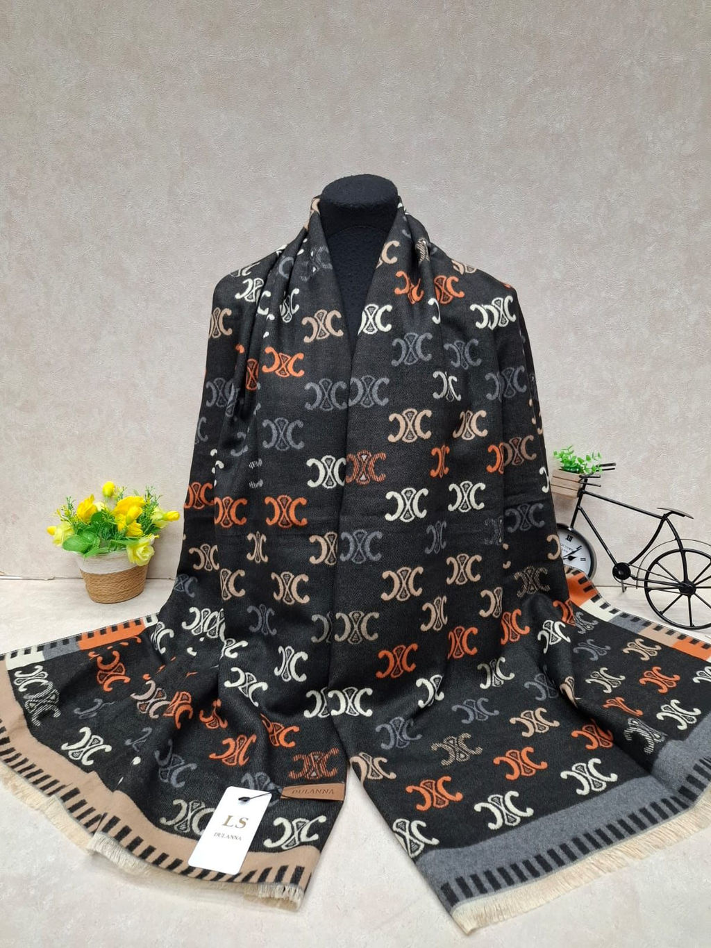 Тёплый палантин из кашемира, мультицвет