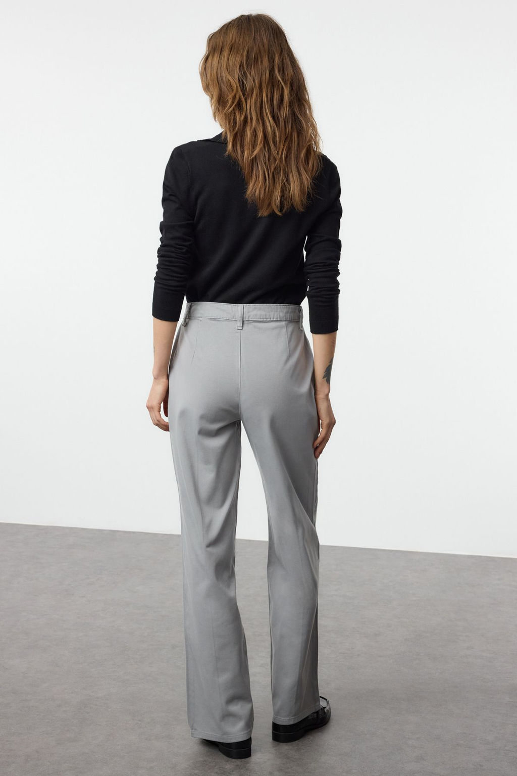 Gri Dikis Detayl? Yuksek Bel Wide Leg Pantolon TWOAW25JE00246