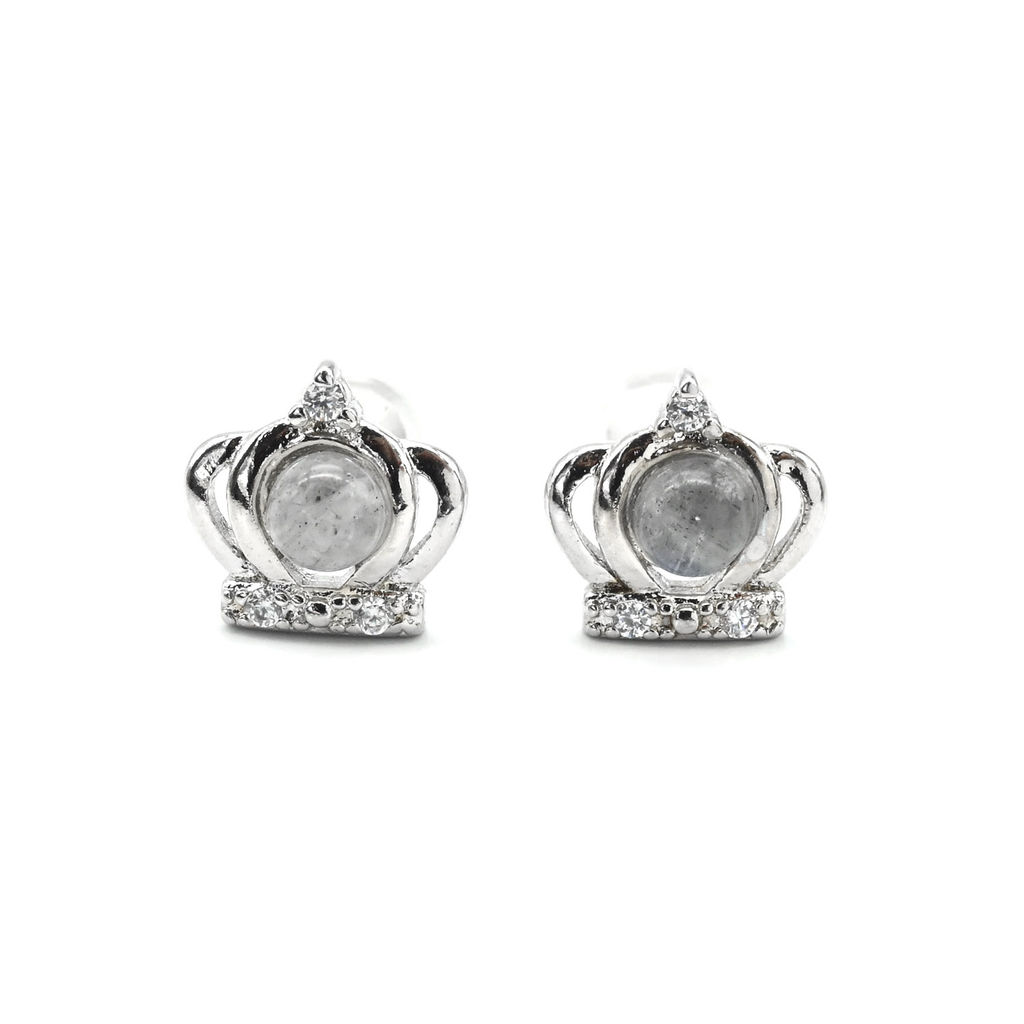 Пусеты с лабрадором Корона 8*8мм, 0,8г