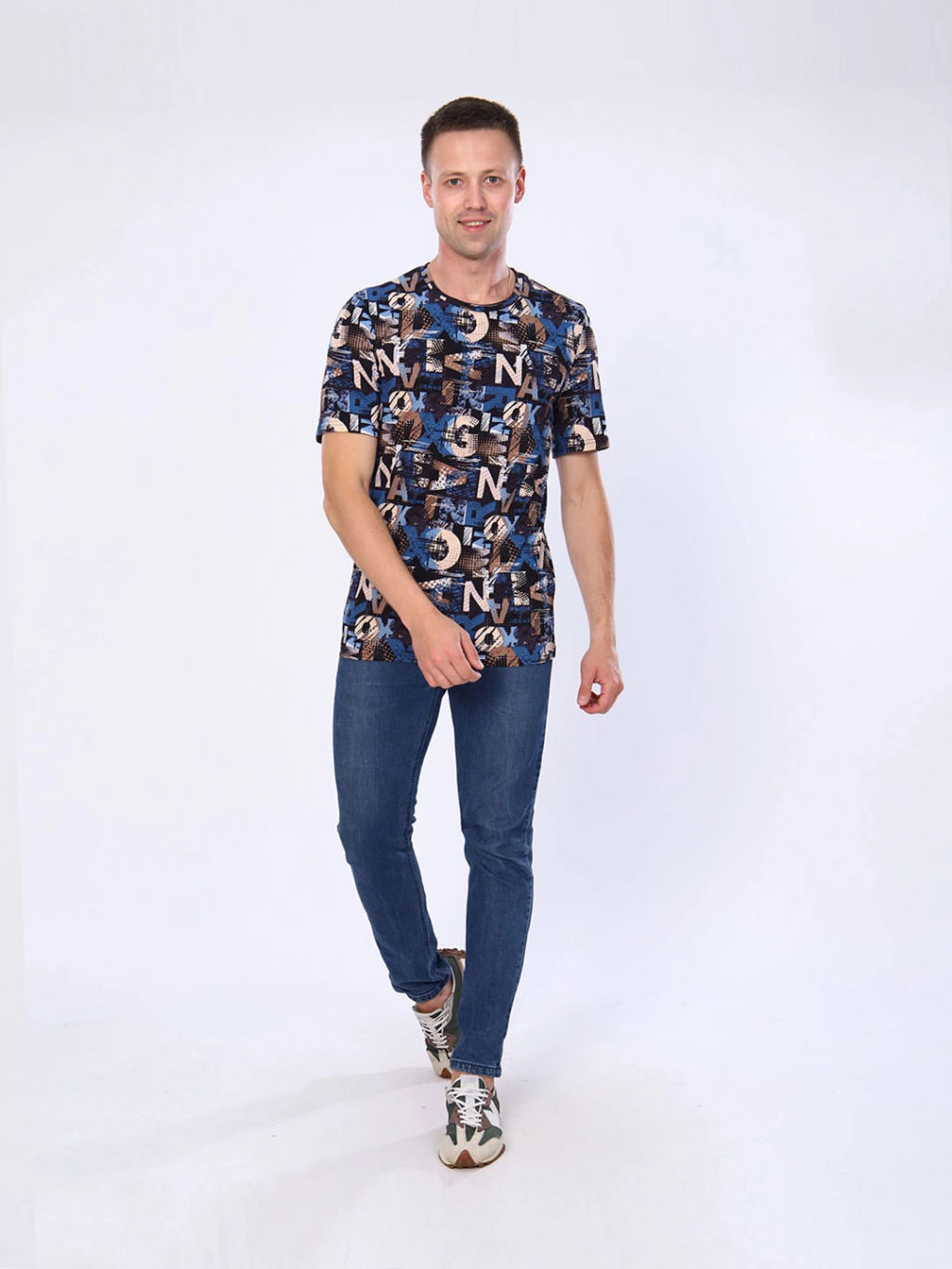 Футболка мужская, цвет коричневый синий черный