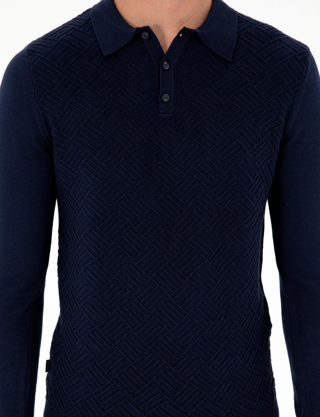 Lacivert Slim Fit D__meli Polo Yaka Triko Kazak - Pierre cardin фото 6