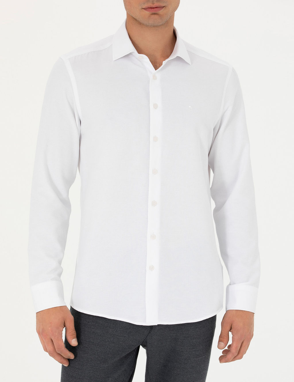 Beyaz Slim Fit Uzun Kollu G_mlek