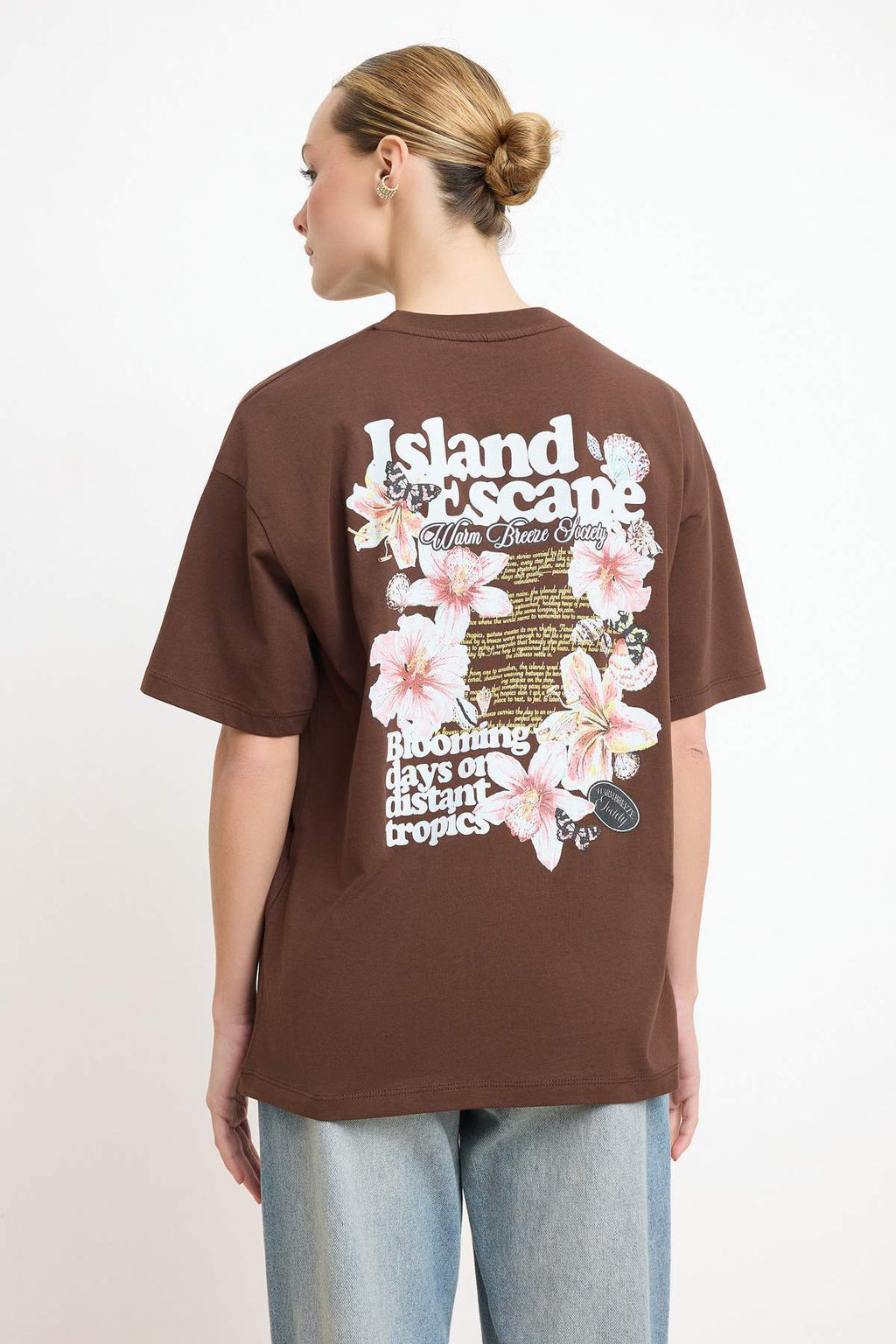 TRENDYOLMILLA Antrasit %100 Pamuk S?rt ve On Bask?l? Oversize/Genis Kesim Orme T-Shirt TWOSS24TS00183  фото 35