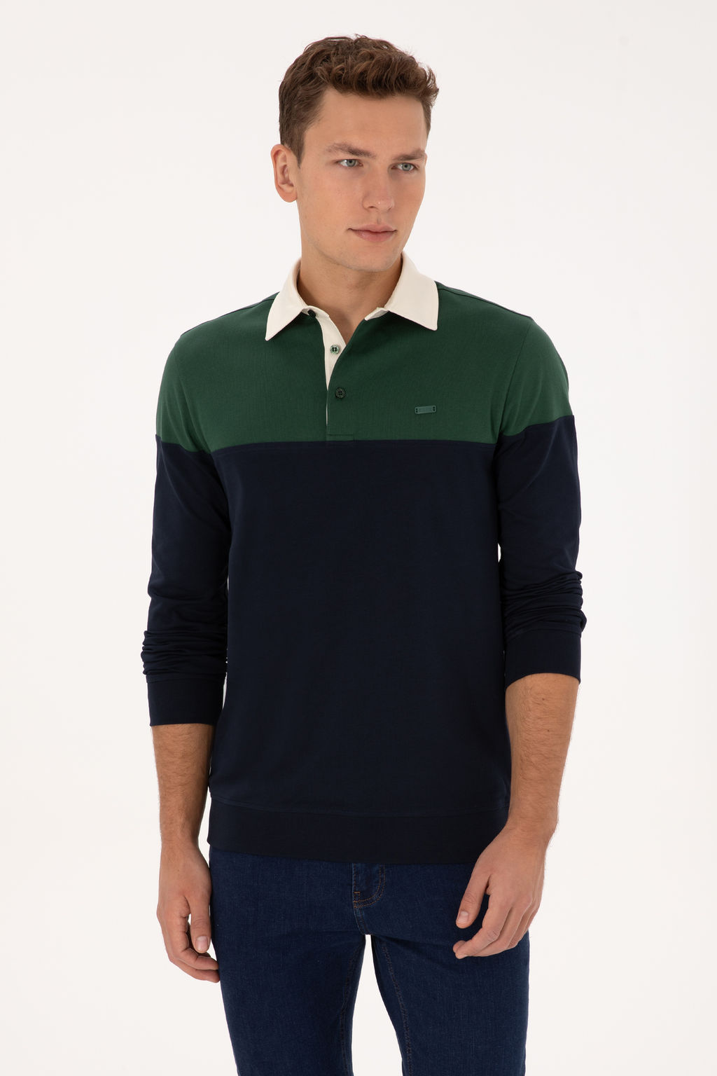 Erkek Regular Fit Polo Yaka Koyu Ye_il Sweatshirt - U.s. polo assn фото 8