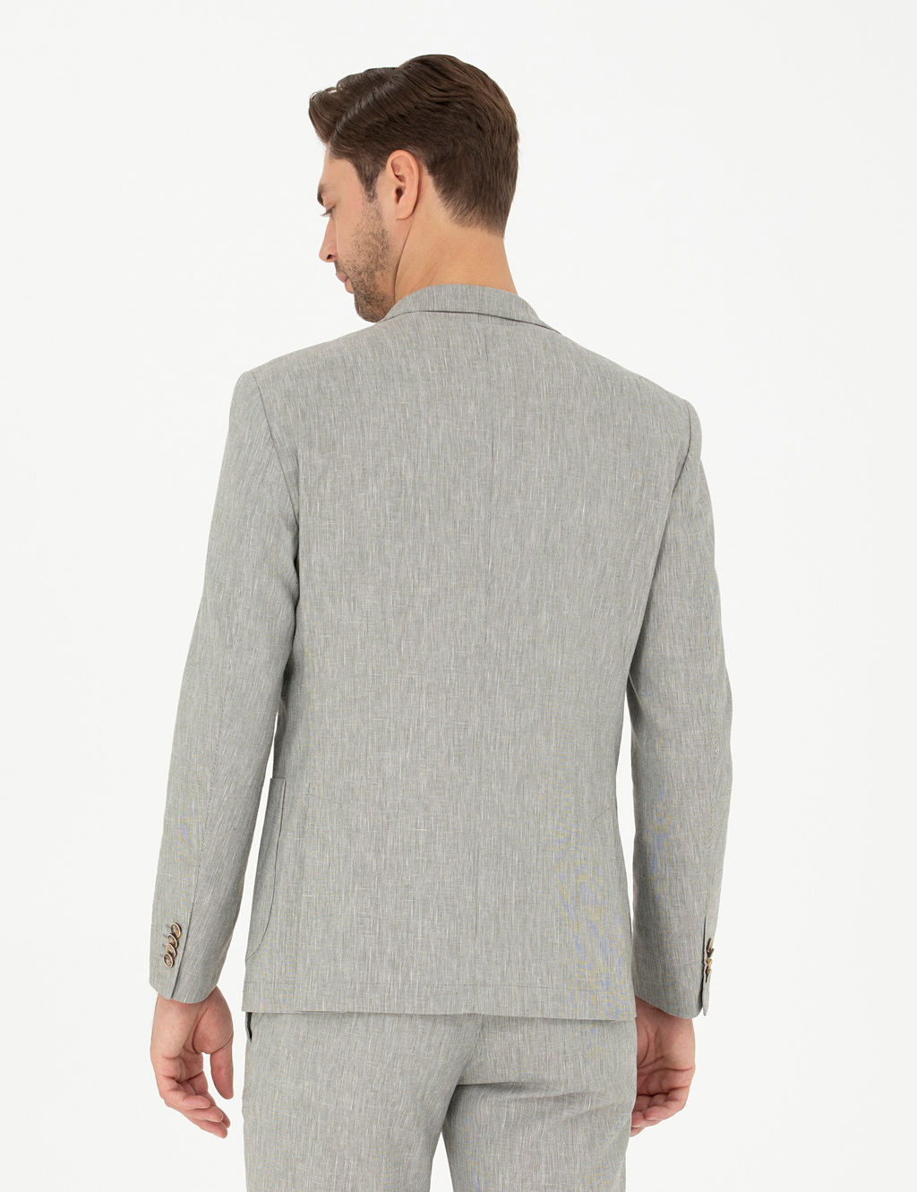 A__k Ye_il Ex. Slim Fit Keten Kar___ml_ Ceket
