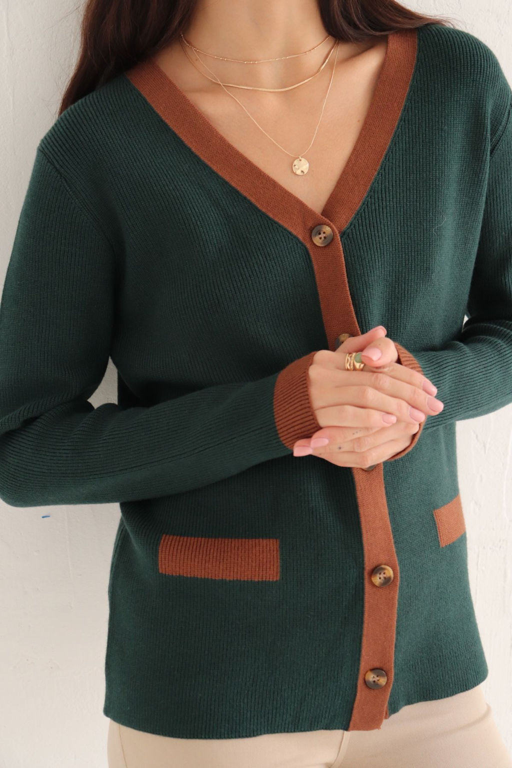 Martichelli Кардиган Emerald с коричневой отделкой  фото 18