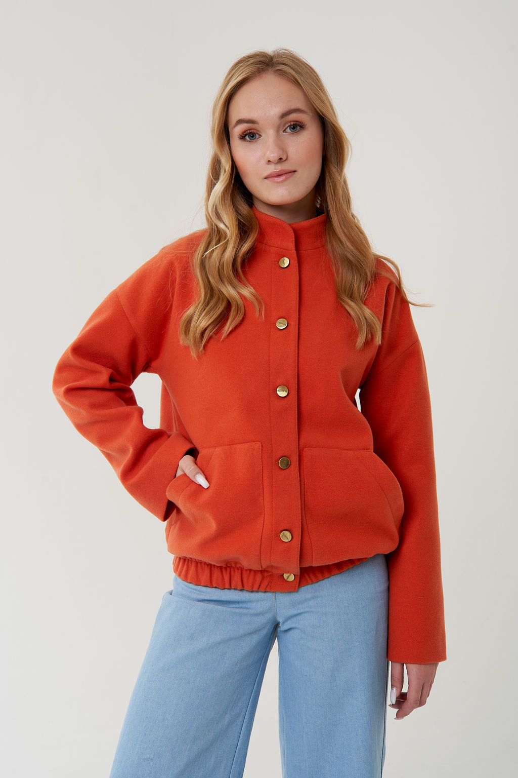 Бомбер из драпа арт. 8026 оранжевый
