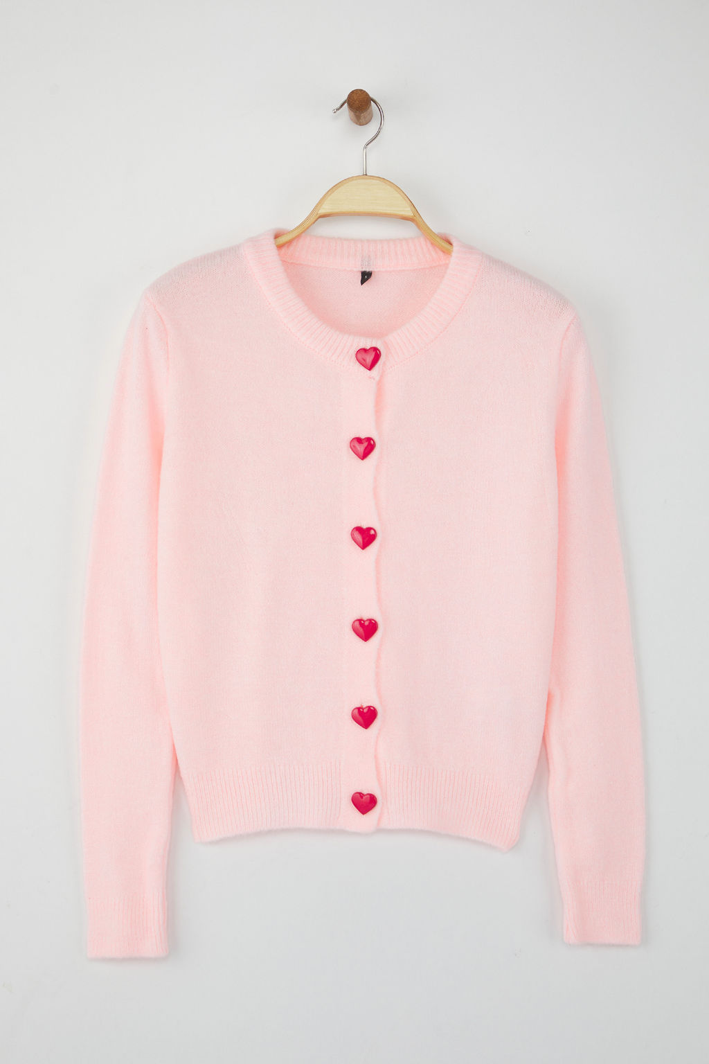 Teen Pembe Yumusak Dokulu Kalp Dugmeli Triko H?rka TWOAW26HI00174 - Trendyolmilla фото 5