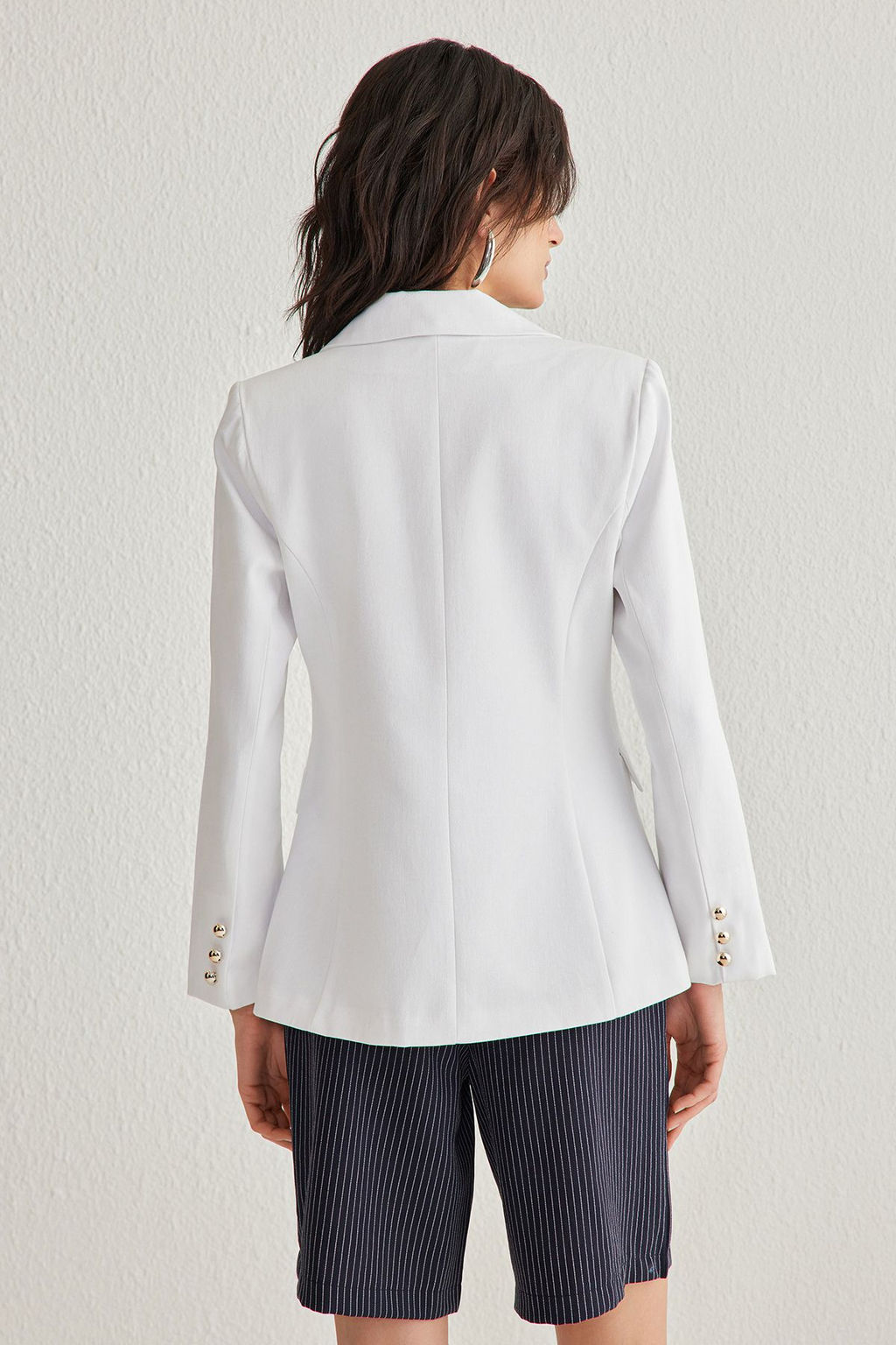 TRENDYOLMILLA Lacivert Fitted Gabardin Dugme Detayl? Dokuma Blazer Ceket TWOSS25BC00006 фото 5