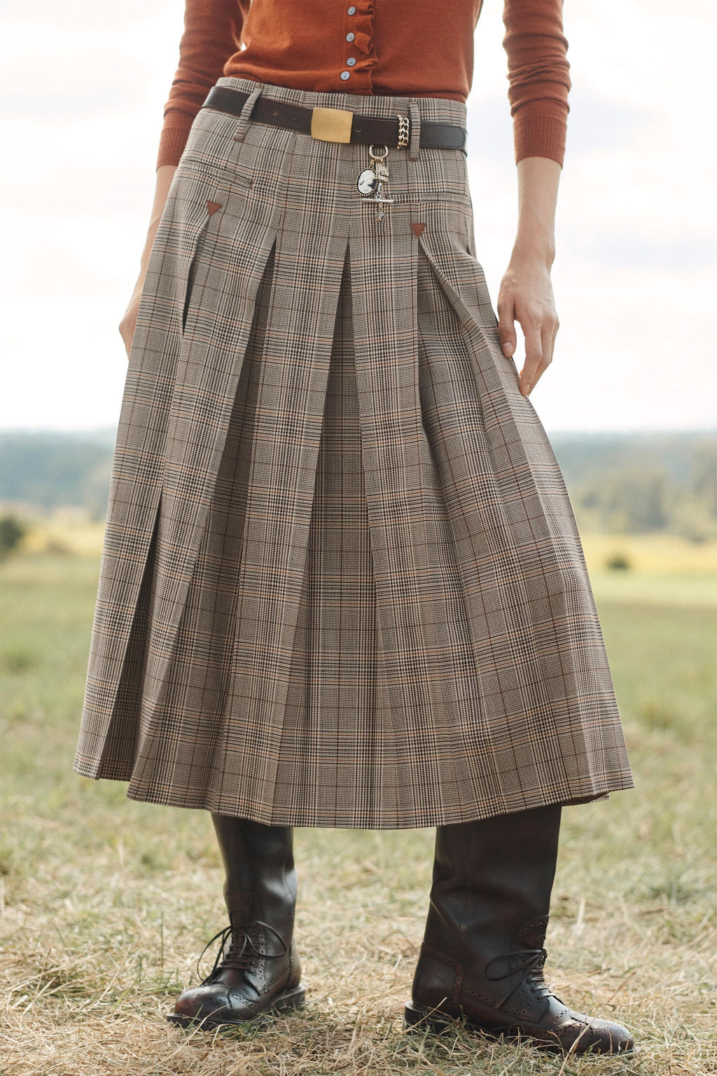 LIMITED EDITION CHECK BOX PLEAT SKIRT - Zara фото 2